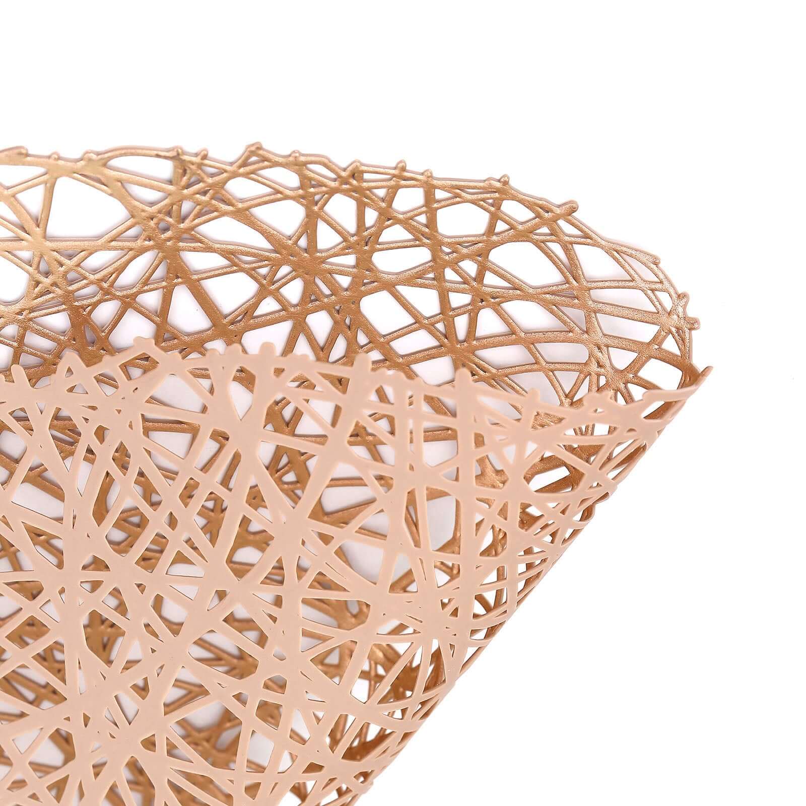 Hot Sale! 6-Piece Set of Durable Rose Gold Vinyl Round Dining Table Placemats with Woven Design