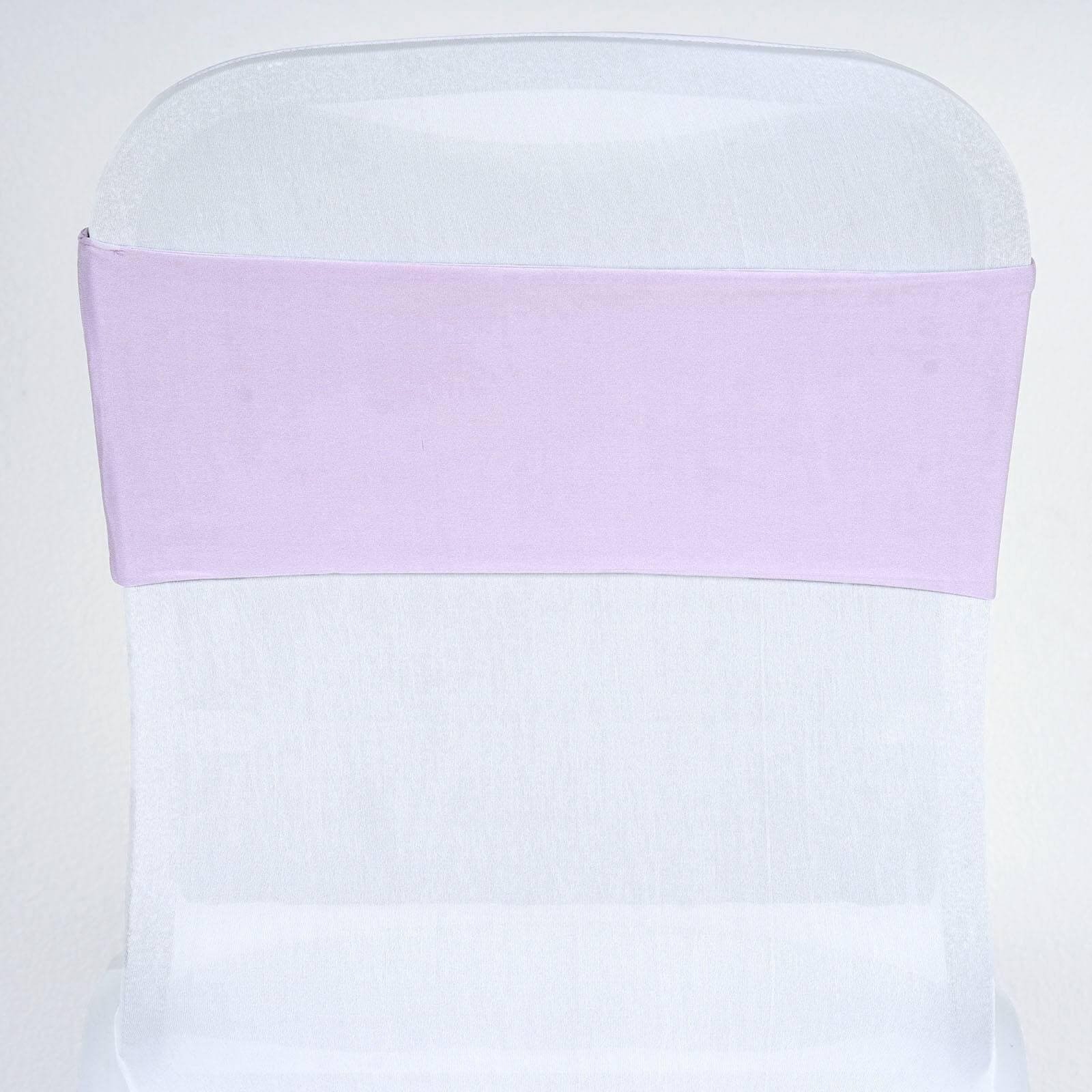 Special Offer! 5-Pack Stretchable Spandex Chair Sashes in Lavender Lilac, 5x12 for Weddings and Parties