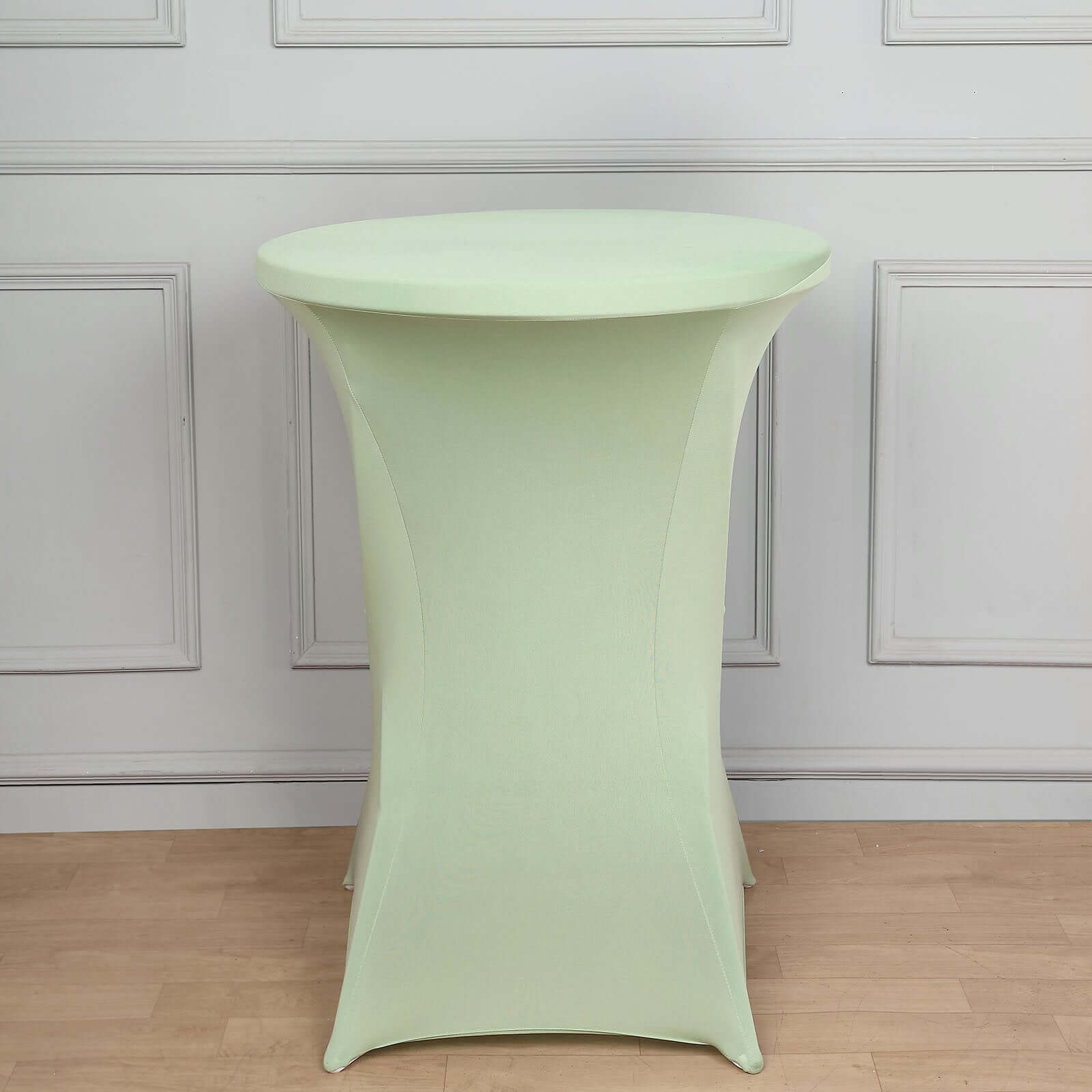 Sage Green Spandex Stretch Fitted Highboy Cocktail Table Cover - Easy Maintenance, Fits 24-32 Inch Tables