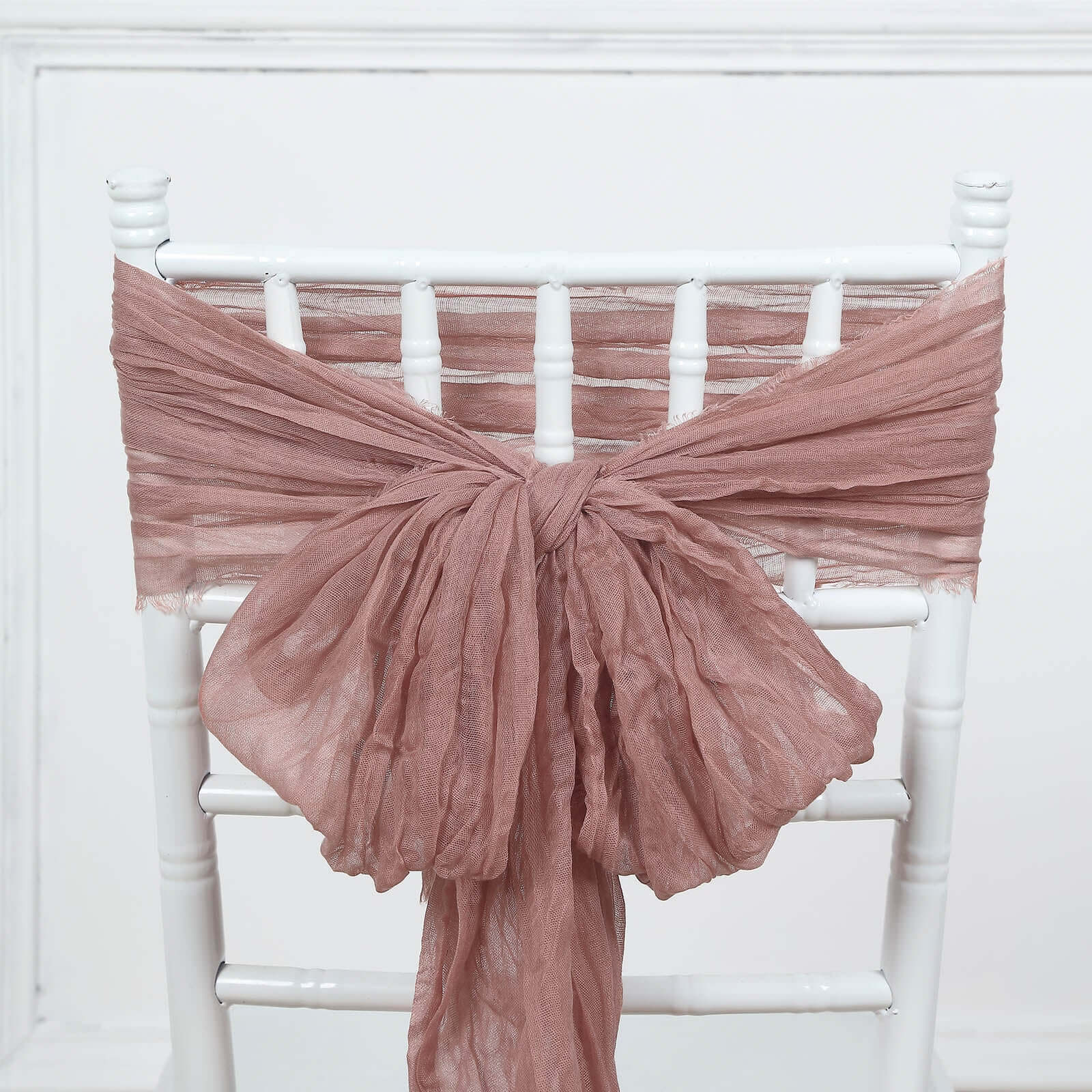 5-Pack Dusty Rose Cheesecloth Chair Sashes - Ideal for Weddings & Gatherings