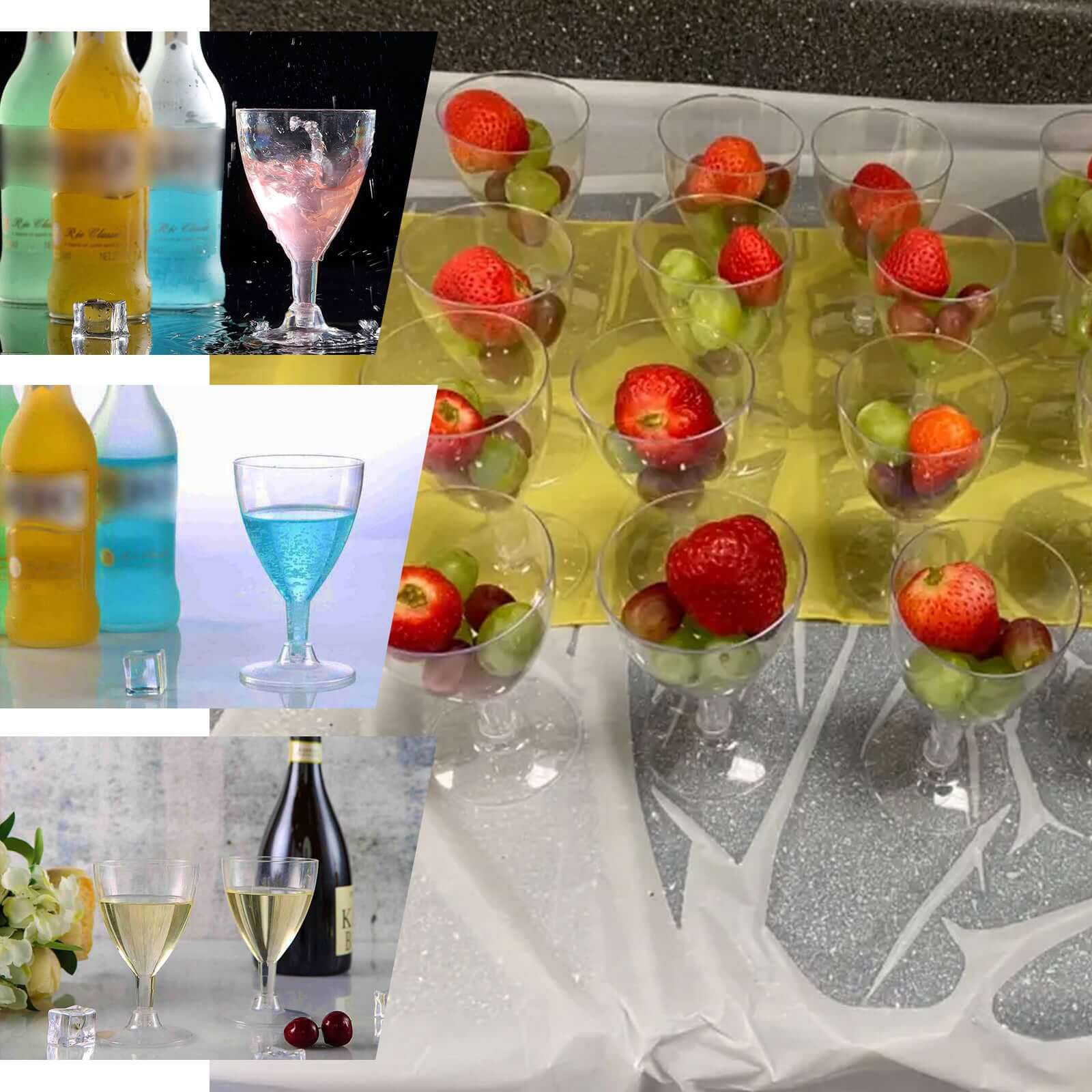 Hot Deal! 12-Pack 6oz Clear Plastic Disposable Wine Glasses with Short Hollow Stem