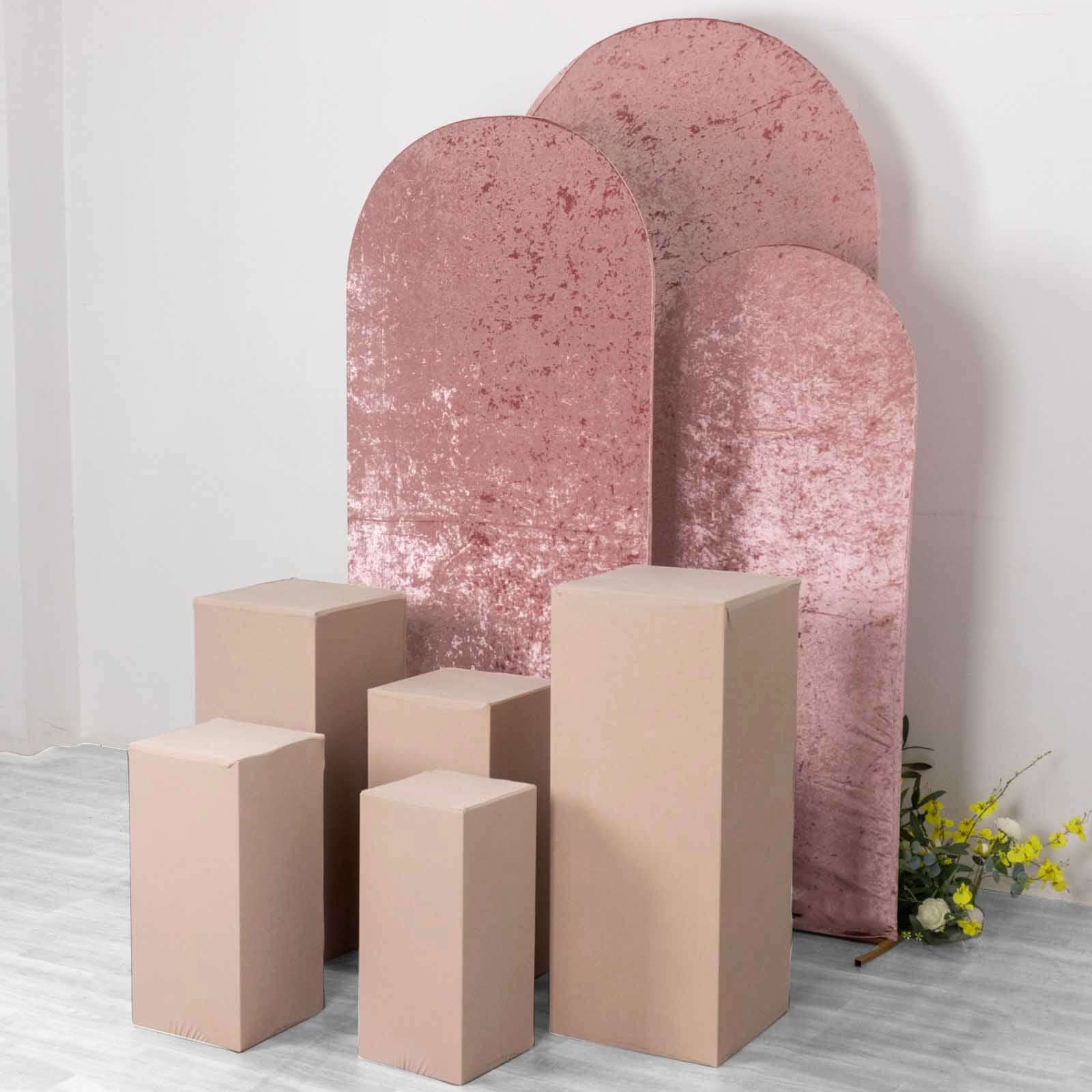 5-Piece Set of Stretchable Nude Spandex Rectangle Pedestal Stand Covers - 160 GSM