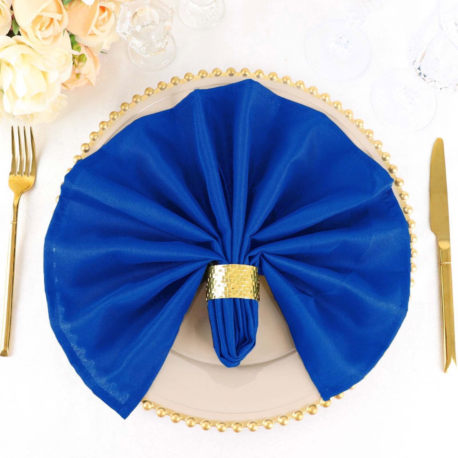 Great Deal! 5-Pack Royal Blue Polyester 20x20 Wrinkle-Resistant & Easy-Care Cloth Napkins