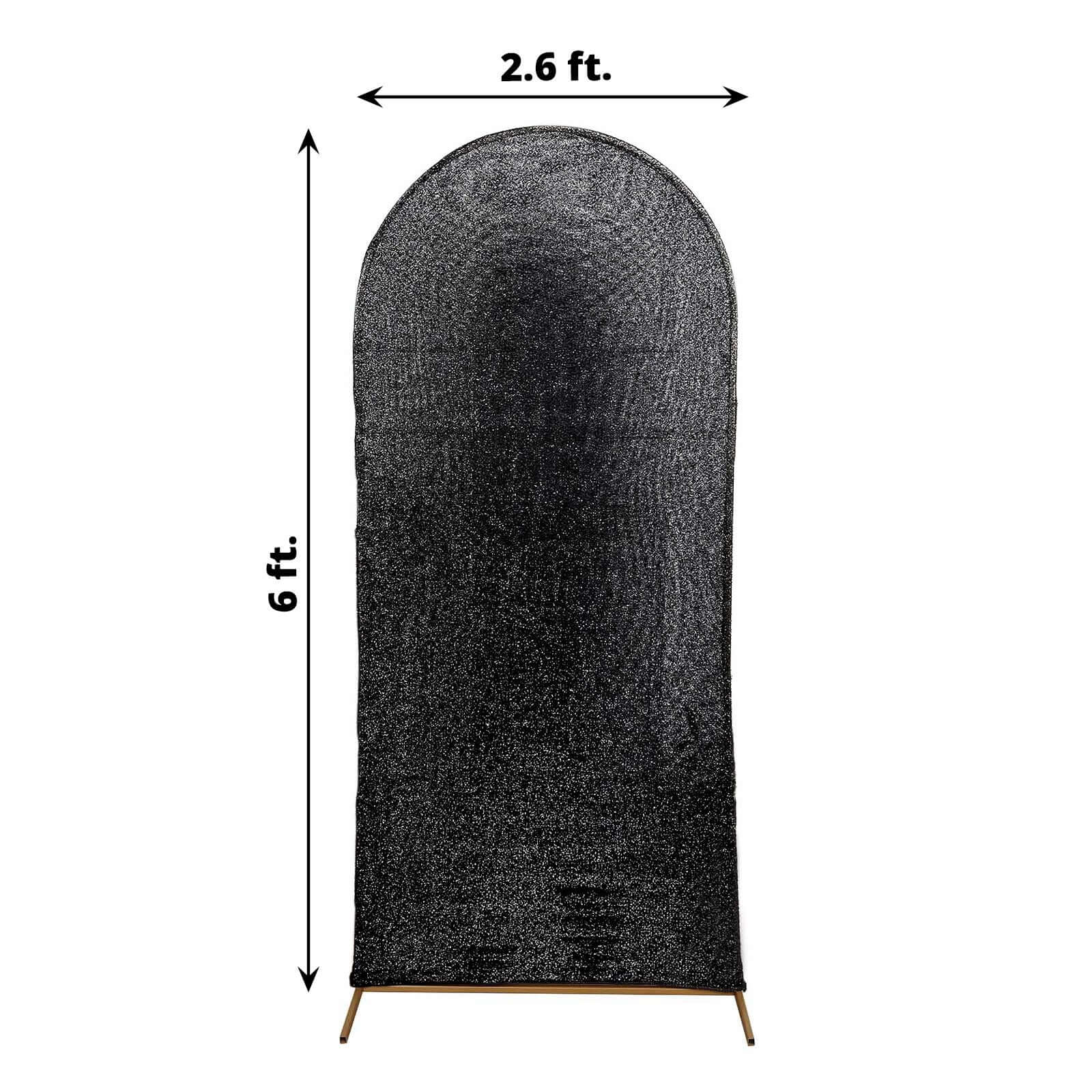 6ft Black Shimmer Tinsel Spandex Backdrop Cover for Round Top Wedding Arch - Ideal Choice