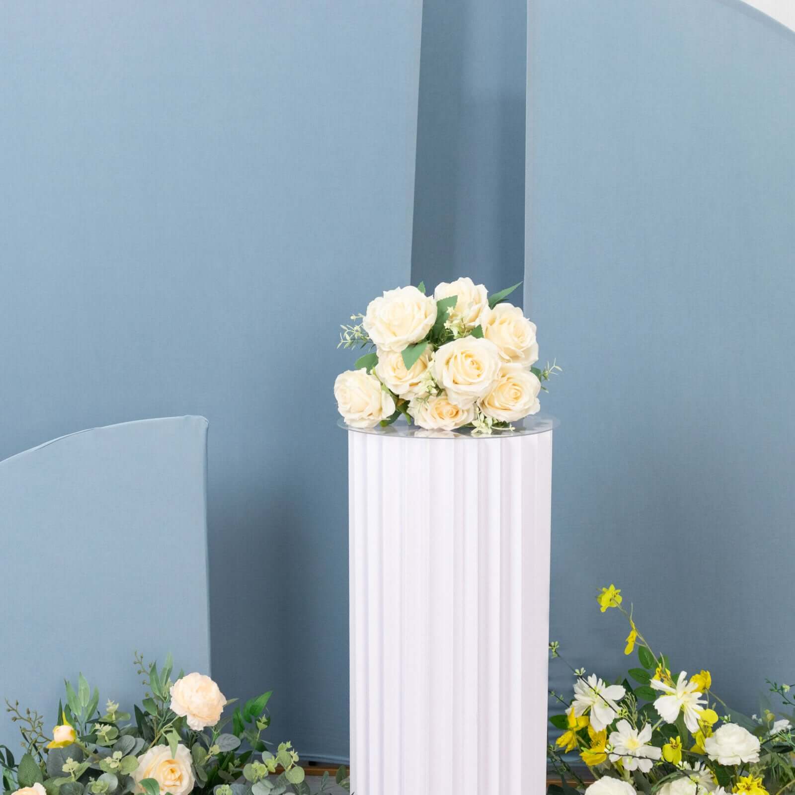 4-Piece Matte Dusty Blue Spandex Half Moon Wedding Arch Backdrop Covers in Various Sizes
