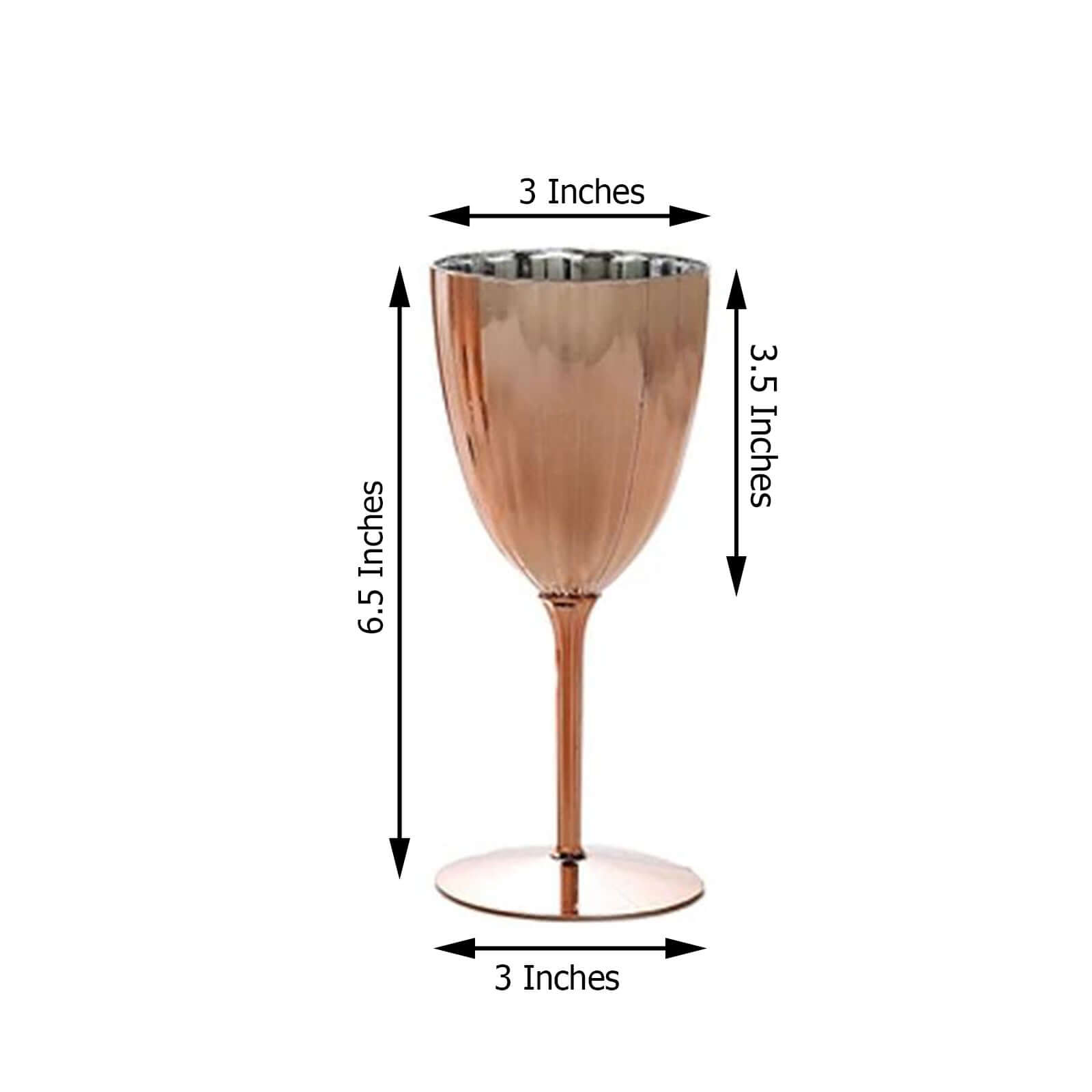 6-Pack Disposable Metallic Rose Gold Plastic Wine Glasses - Ideal for Parties & Special Events