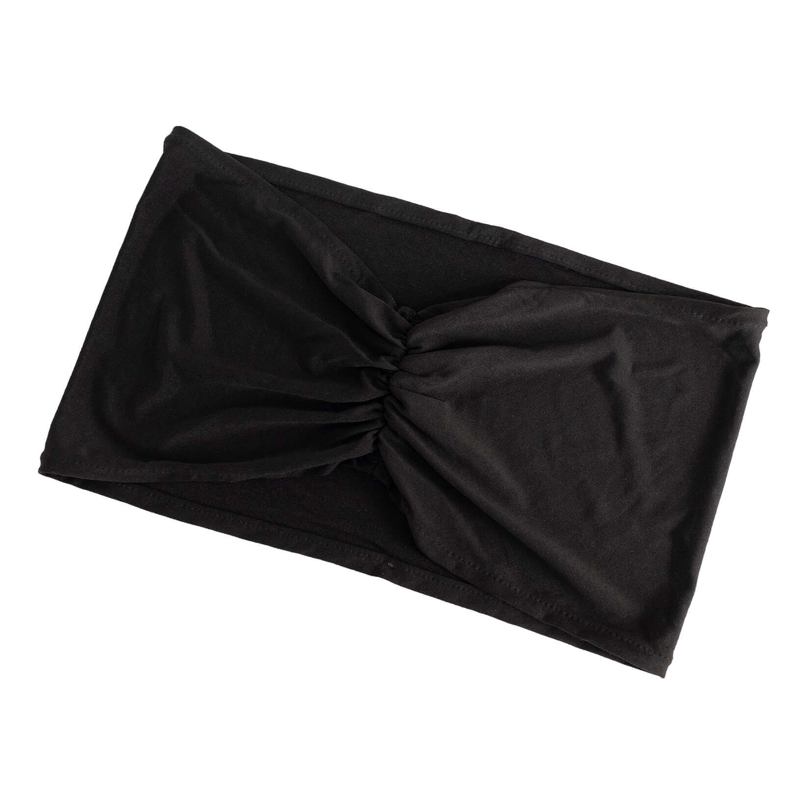 5-Pack Black Ruffled Spandex Chair Sashes - Wide, Stretchable and Easy-to-Use Decor Bands