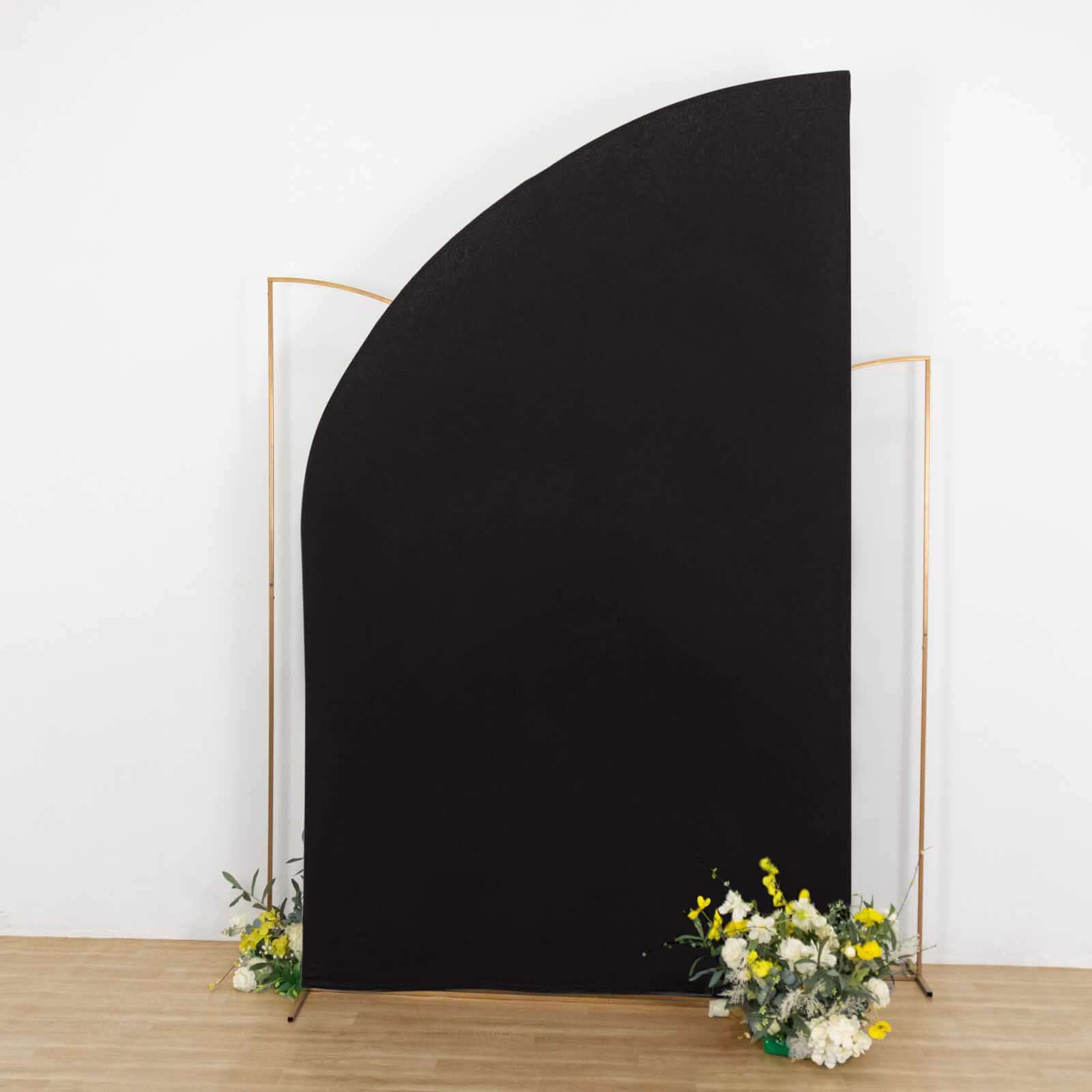 Exclusive 8ft Black Spandex Fitted Cover for Half Moon Wedding Arch Backdrop Stand