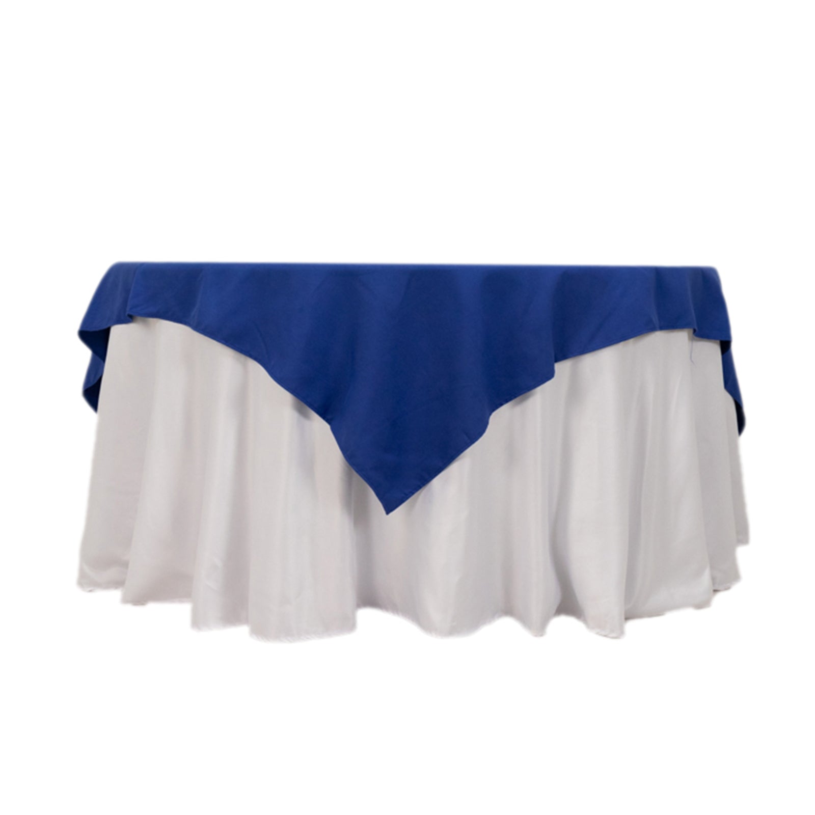 Wrinkle-Resistant Royal Blue Cotton Blend 70x70 Square Table Overlay