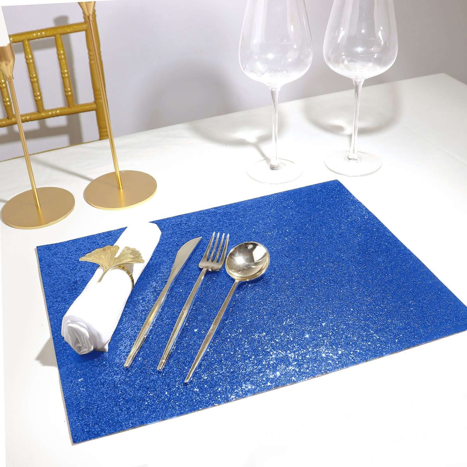 Hot Deal! 6-Pack Royal Blue Glitter Rectangle Non-Slip Placemats 12x18