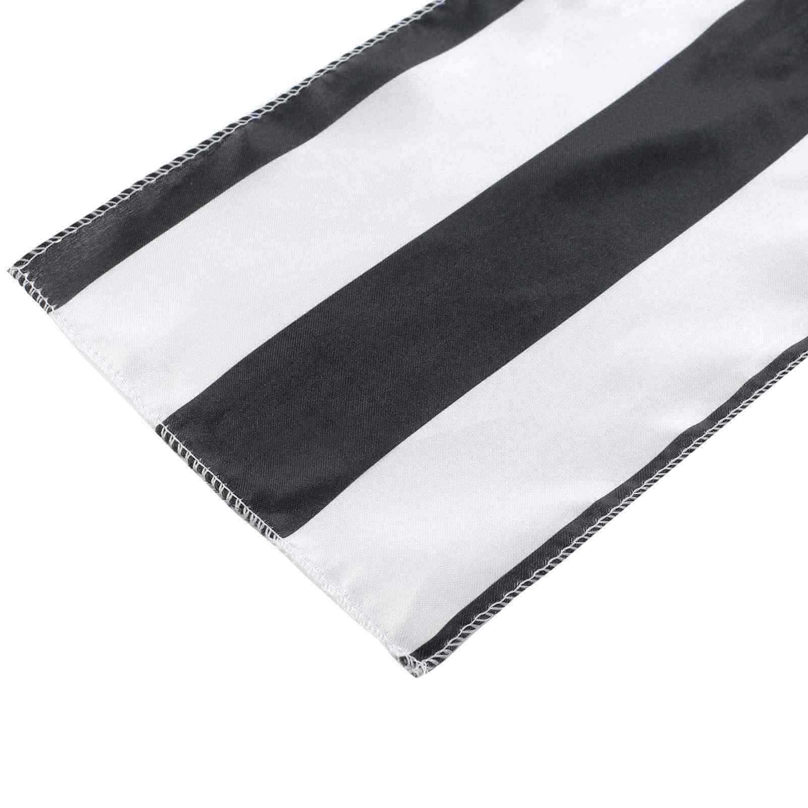 5-Pack Satin Chair Sashes in Black/White Stripes - Ideal Decor for Weddings and Gatherings