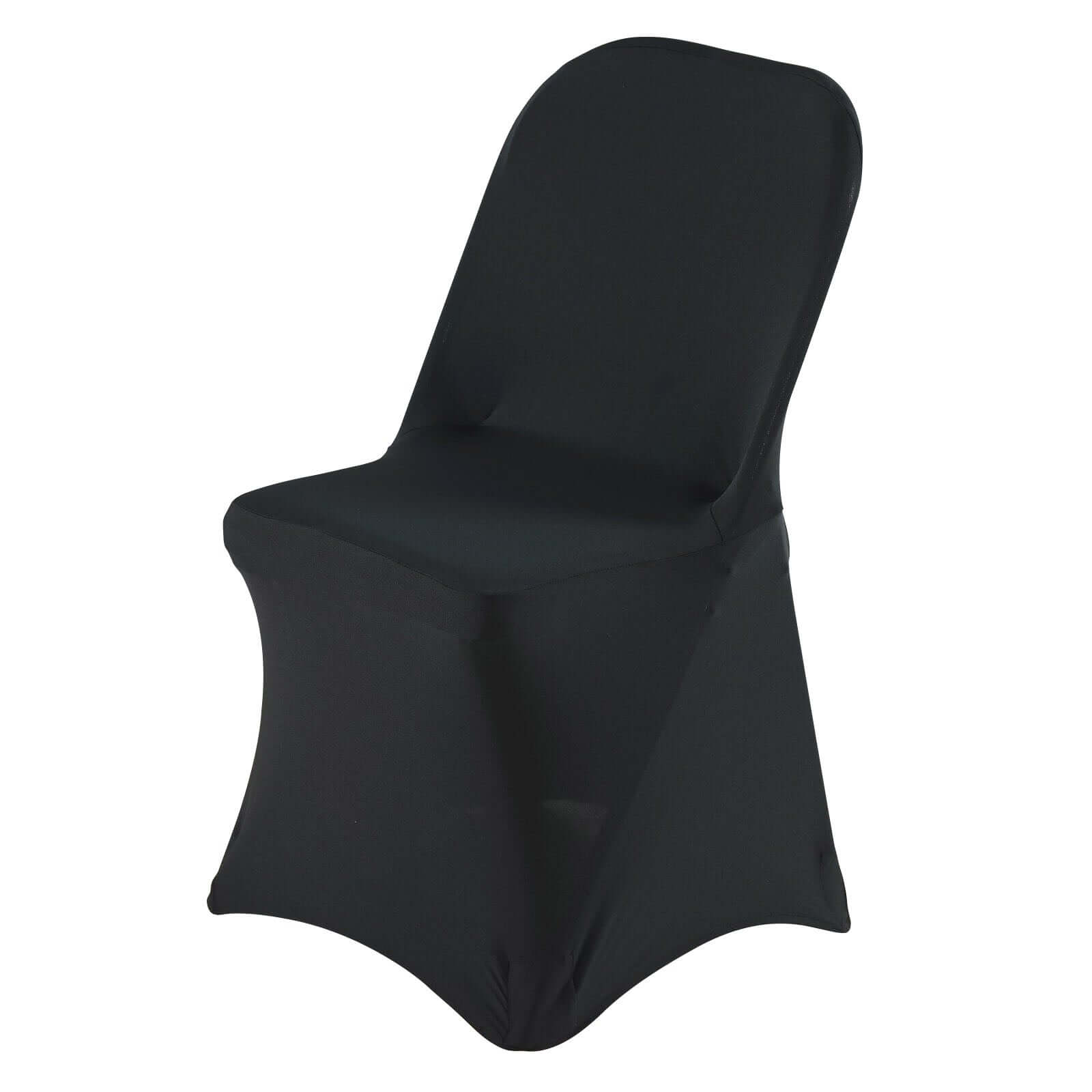 Black Premium 220GSM Spandex Stretch Fitted Chair Cover with Foot Pockets for Folding Chairs - Great for Events!