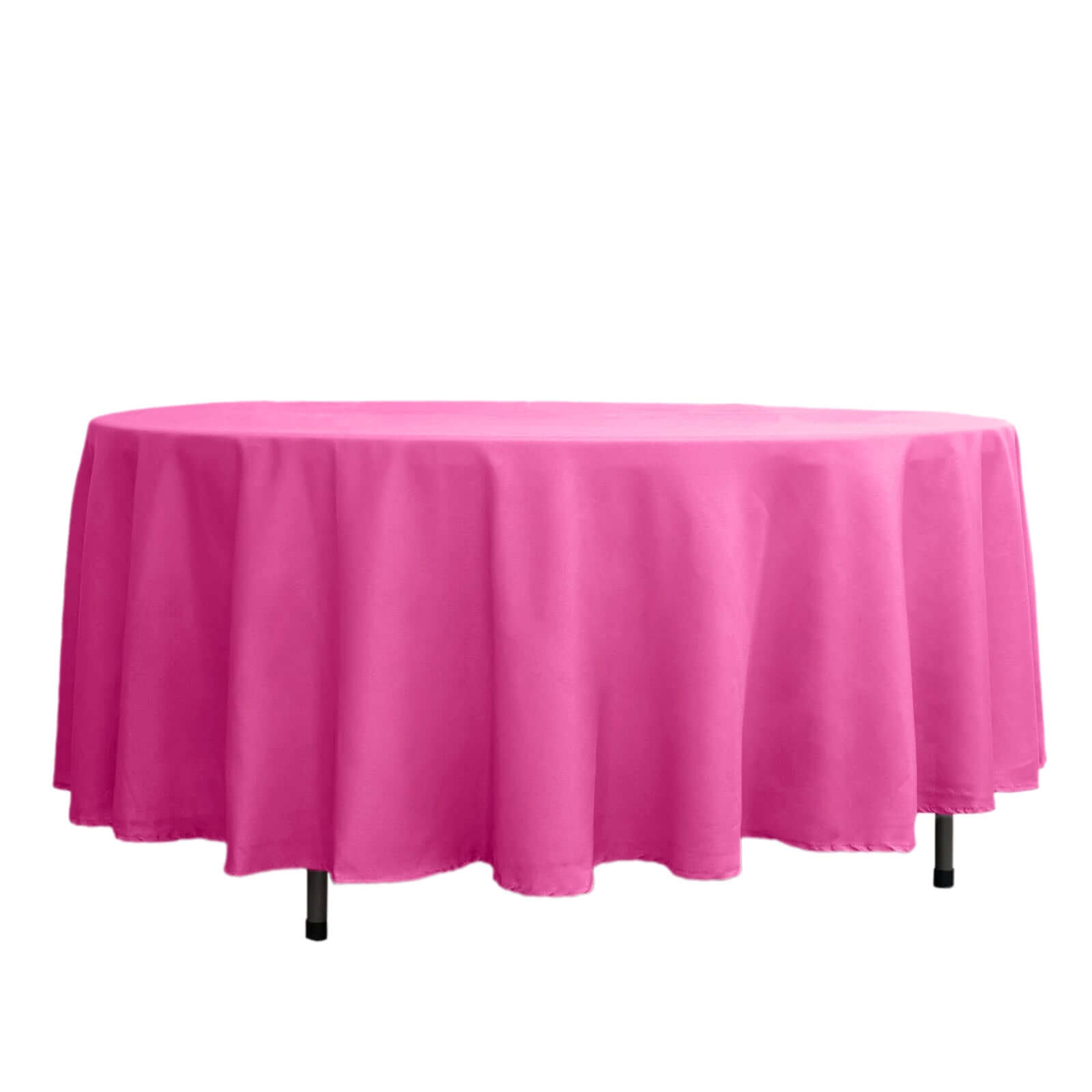 Wrinkle-Resistant Fuchsia Polyester 108-Inch Round Table Cover