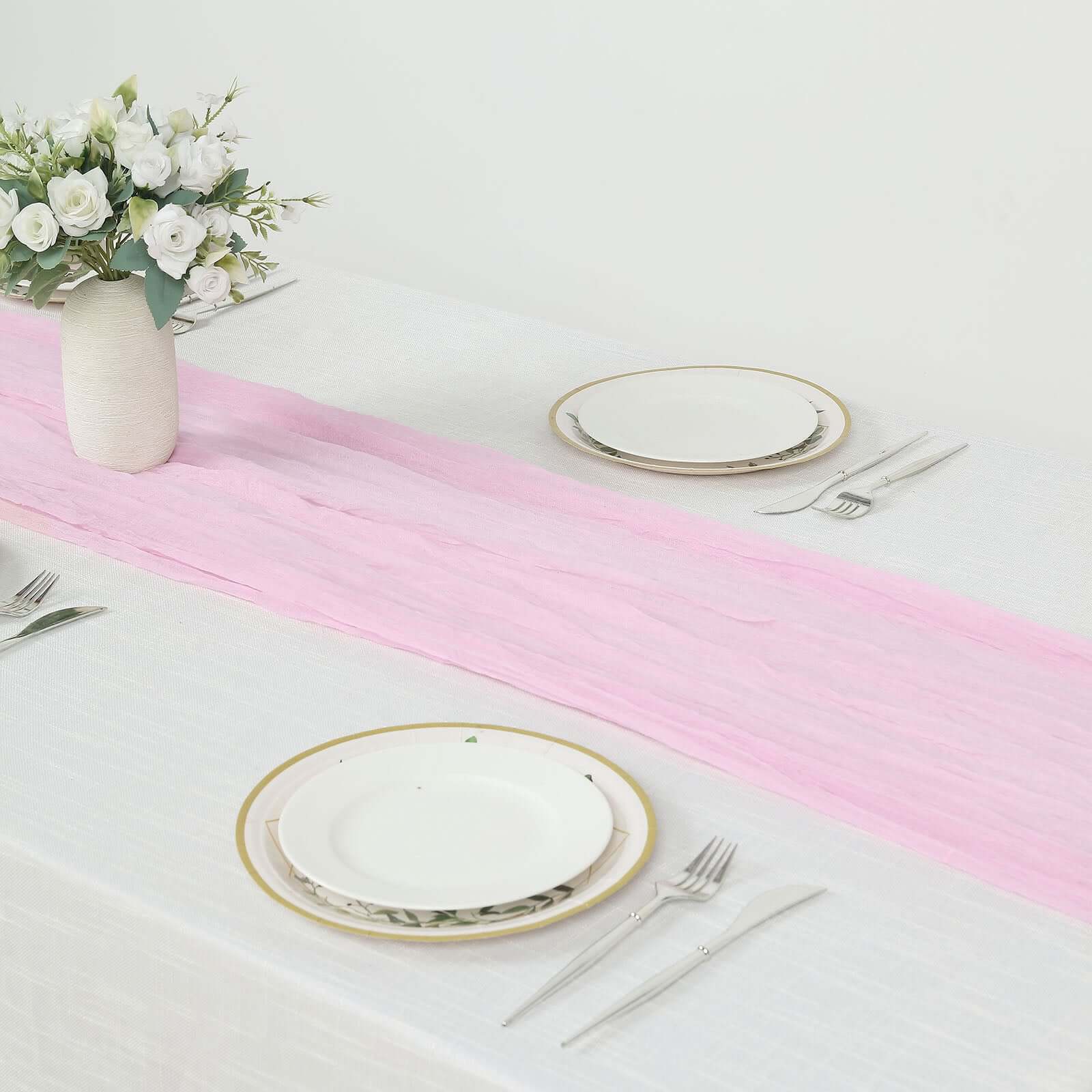 Hot Sale! 10ft Pink Gauze Cheesecloth Table Runner for Rustic Boho Decor