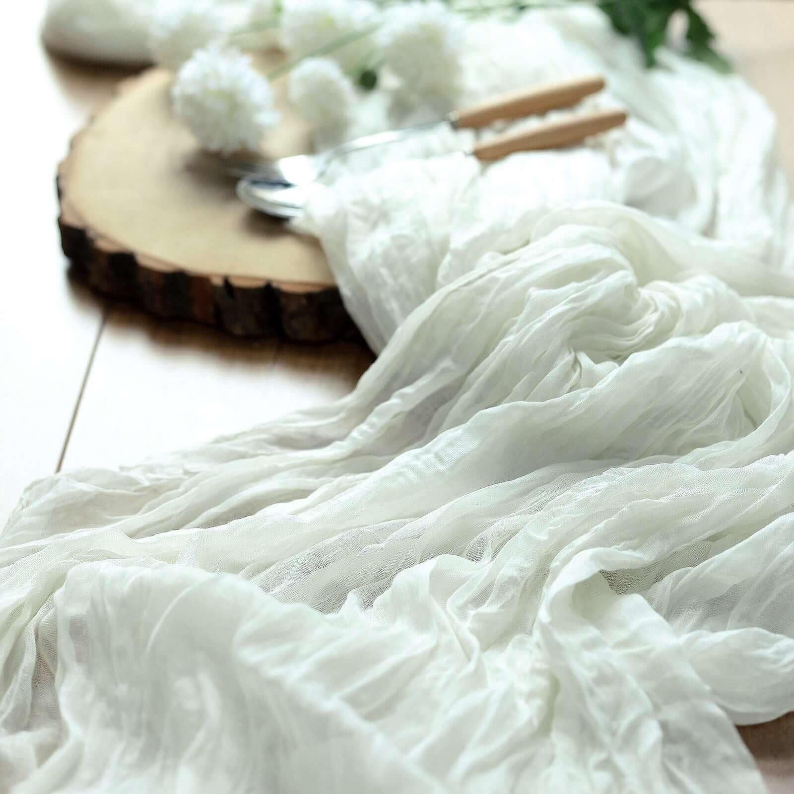 Hot Sale! Ivory Gauze Cheesecloth 10ft Table Runner for Rustic Boho Style Decor