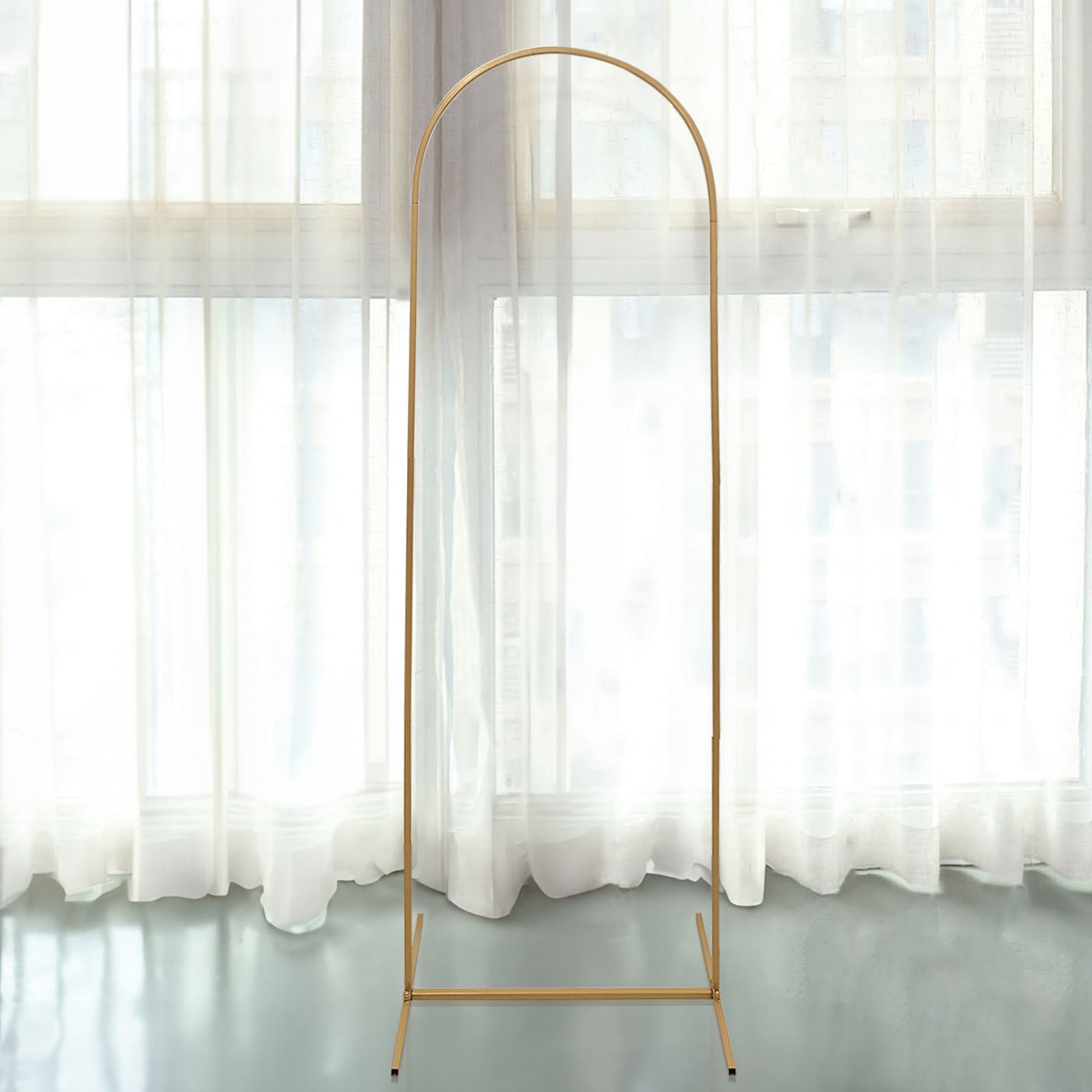 6ft Gold Metal Round Top Wedding Arch - Ideal for Ceremonies & Photos