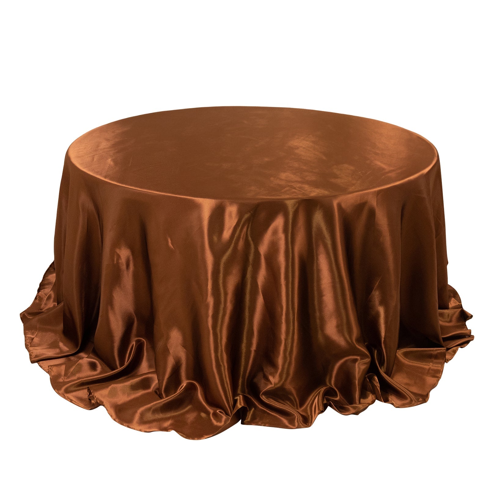 Hot Sale! Stylish Seamless Satin 132-Inch Round Cinnamon Brown Tablecloth