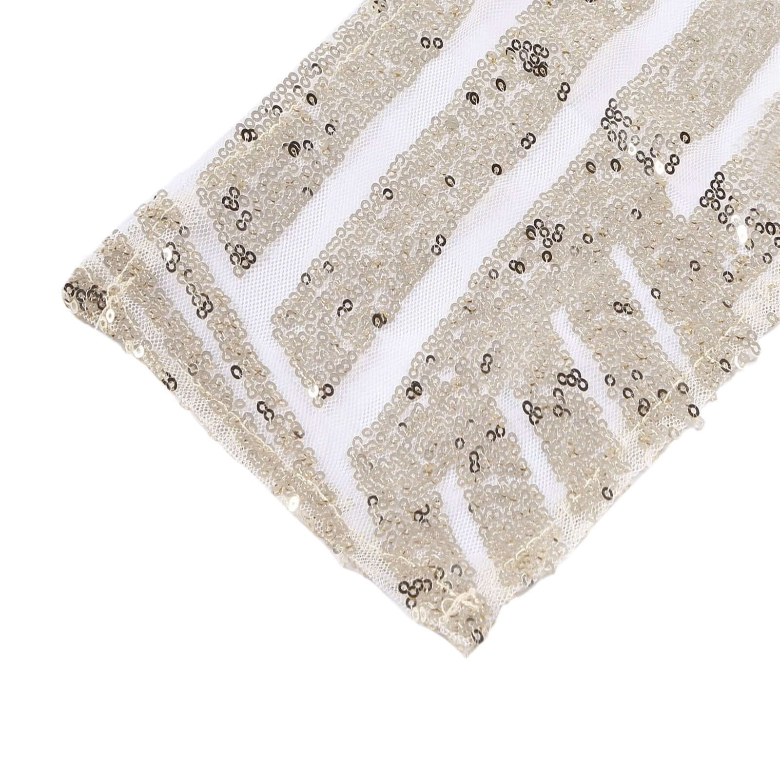 Hot Deal! 5-Pack Champagne Glitz Sequin Chair Sashes with Geometric Diamond Design