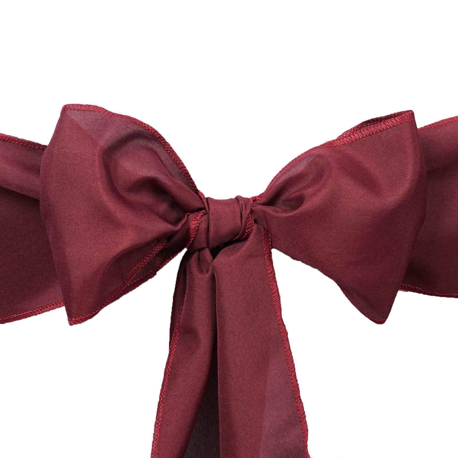 5-Piece Burgundy Polyester Chair Sashes, 6 Inches Wide by 108 Inches Long