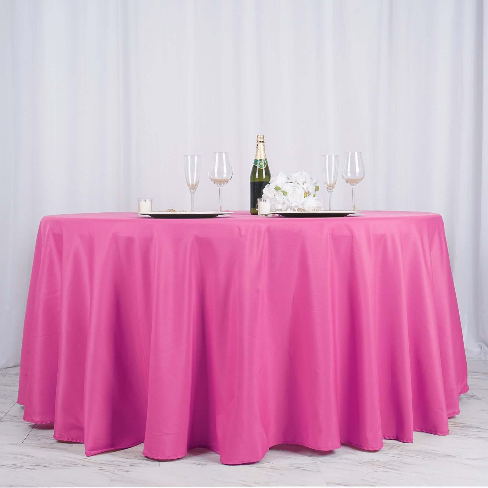Fuchsia Seamless 132 - inch Polyester Round Tablecloth for Elegant Tables
