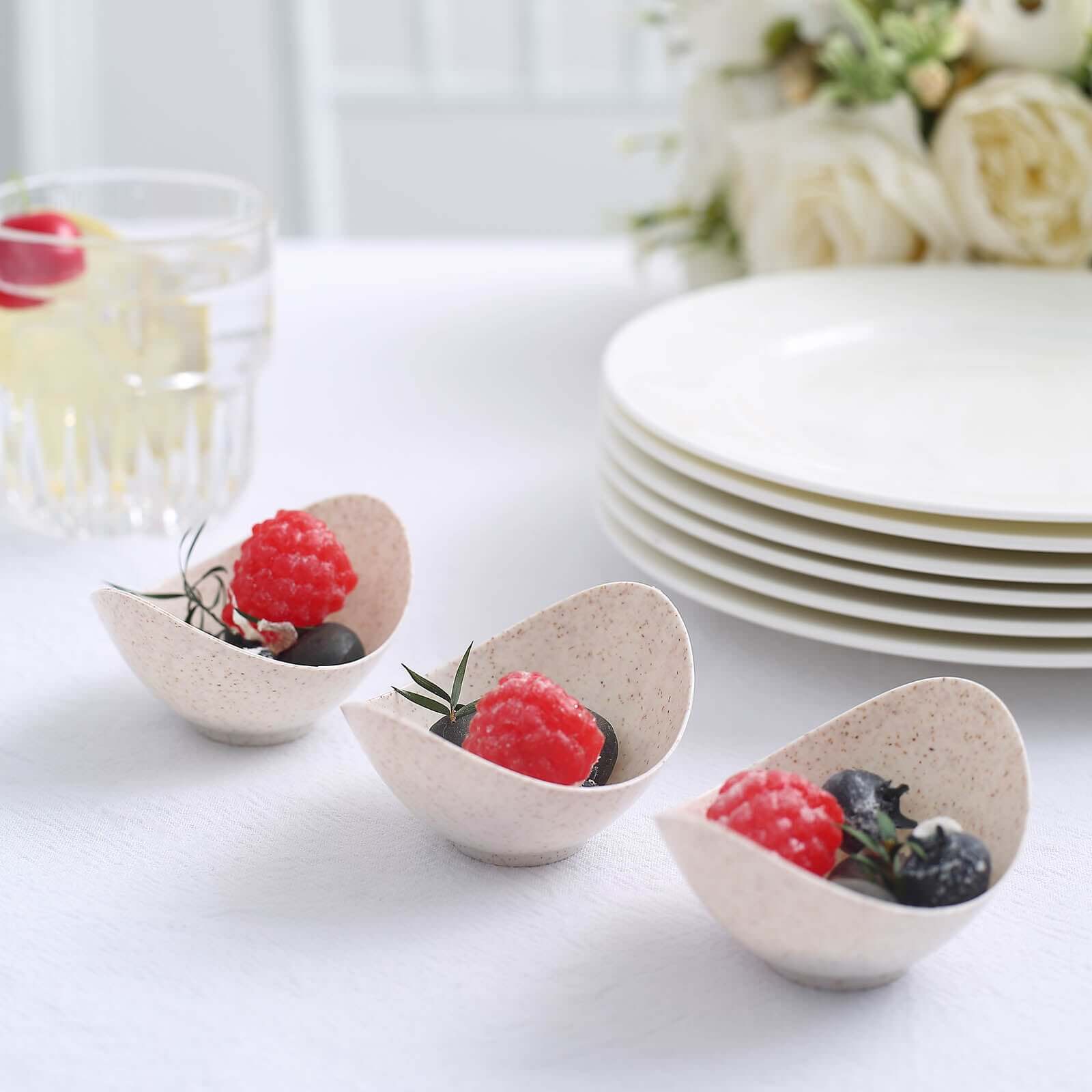 24-Pack Biodegradable Mini Wheat Straw Fiber Dessert Cups - Ideal for Ice Cream