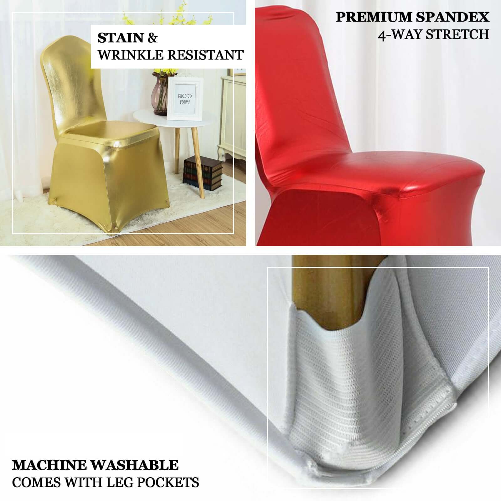 Metallic Rose Gold Glittering Spandex Fitted Slipcover for Banquet Chairs