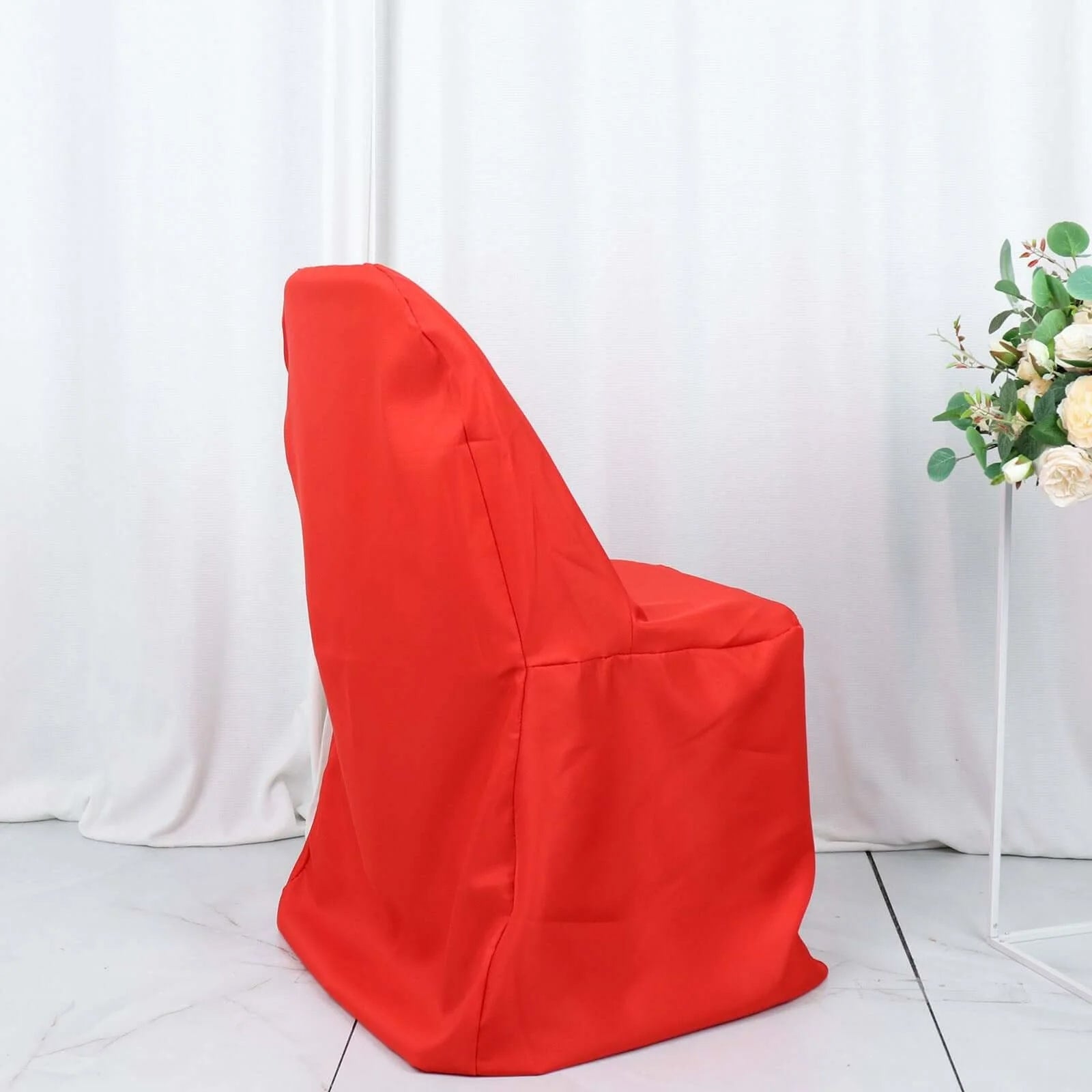 10-Pack Red Polyester Wrinkle-Free Stain-Resistant Slip-On Chair Covers for Folding Chairs - Great Deal