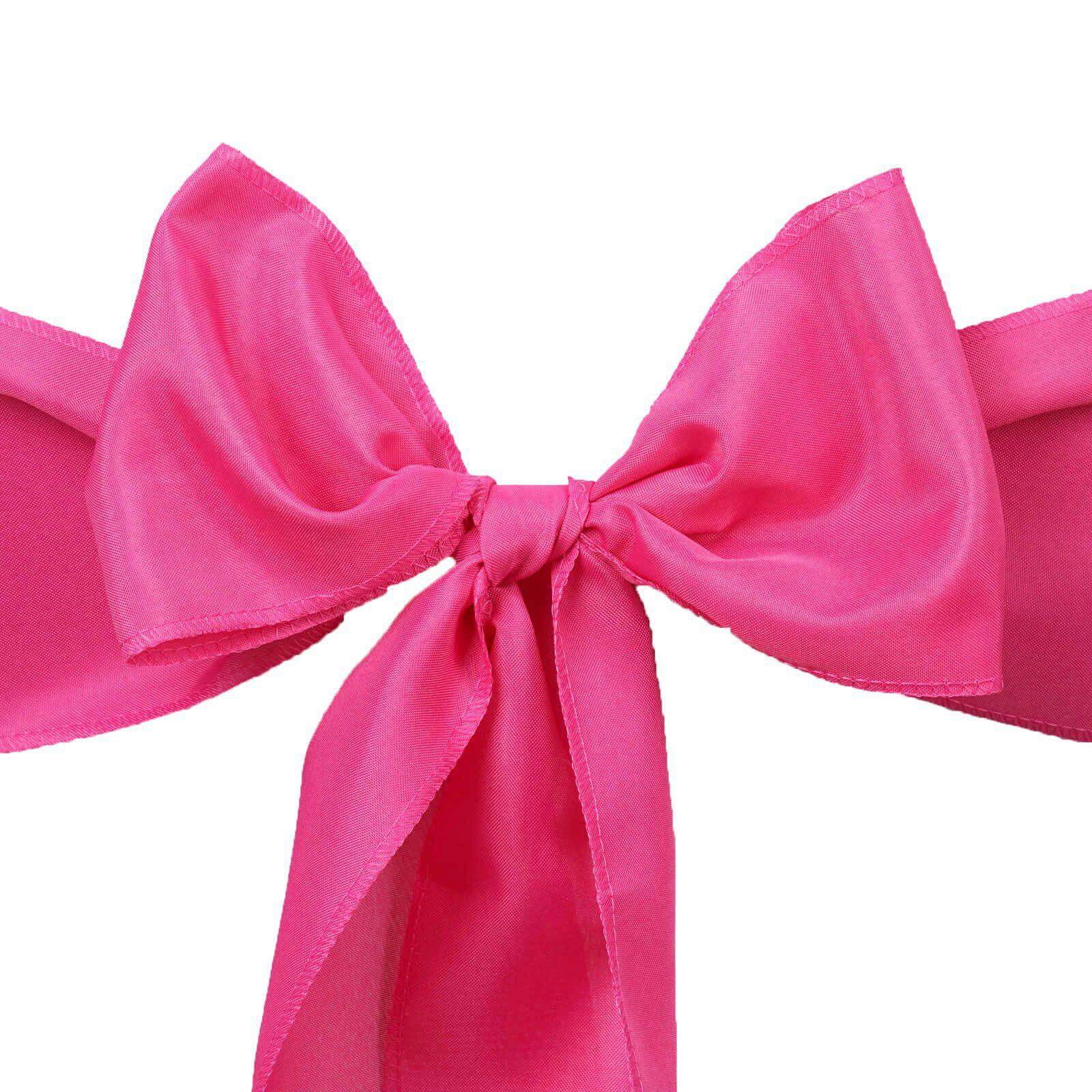 Set of 5 Fuchsia Polyester Chair Sashes, 6x108 inches