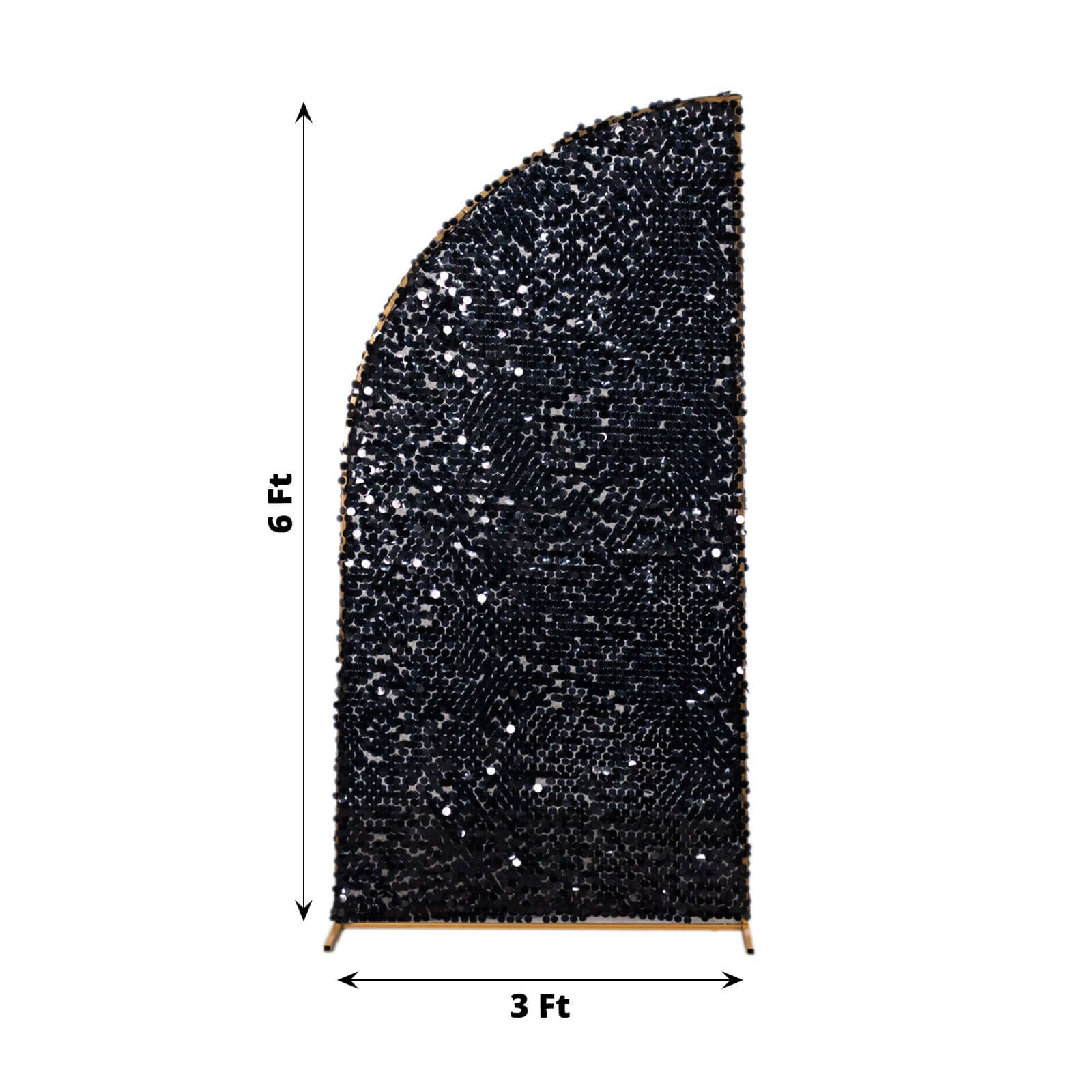 Hot! 6ft Black Double-Sided Payette Sequin Wedding Arch Cover for Half Moon Backdrop Stand