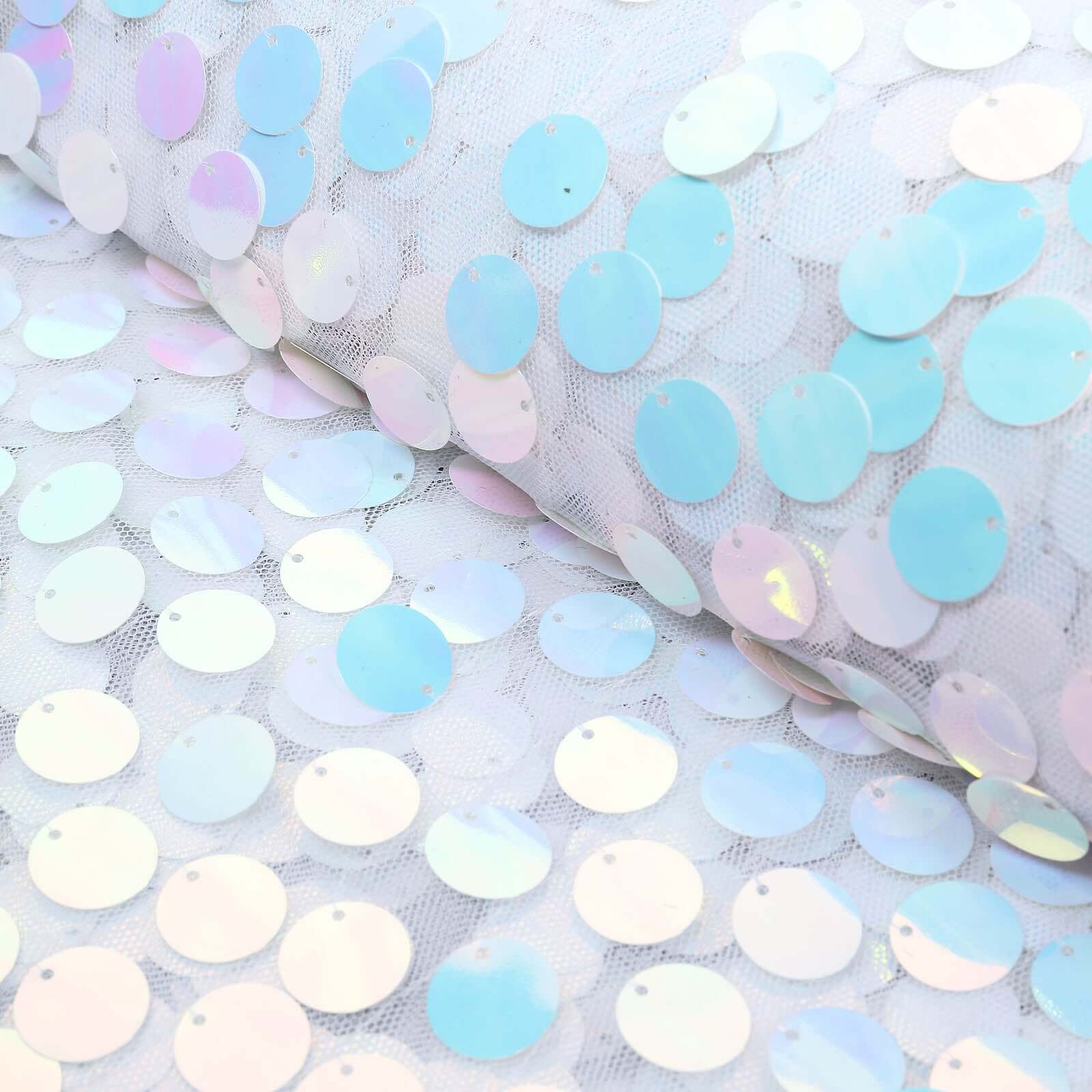 Hot! 54"x4 Yards Iridescent Blue Sequin Mesh Fabric Roll for DIY Craft