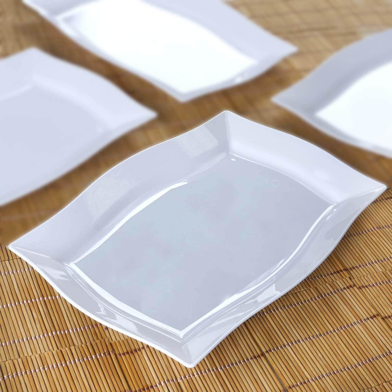 10-Pack Glossy White Plastic Disposable 12