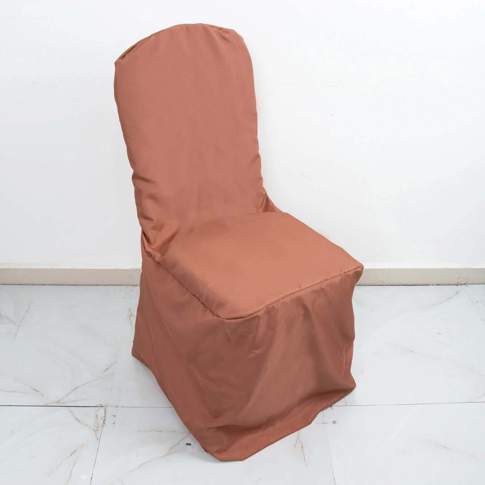 Hot Sale! 10-Pack Terracotta (Rust) Polyester Stain-Resistant Reusable Chair Covers for Banquets