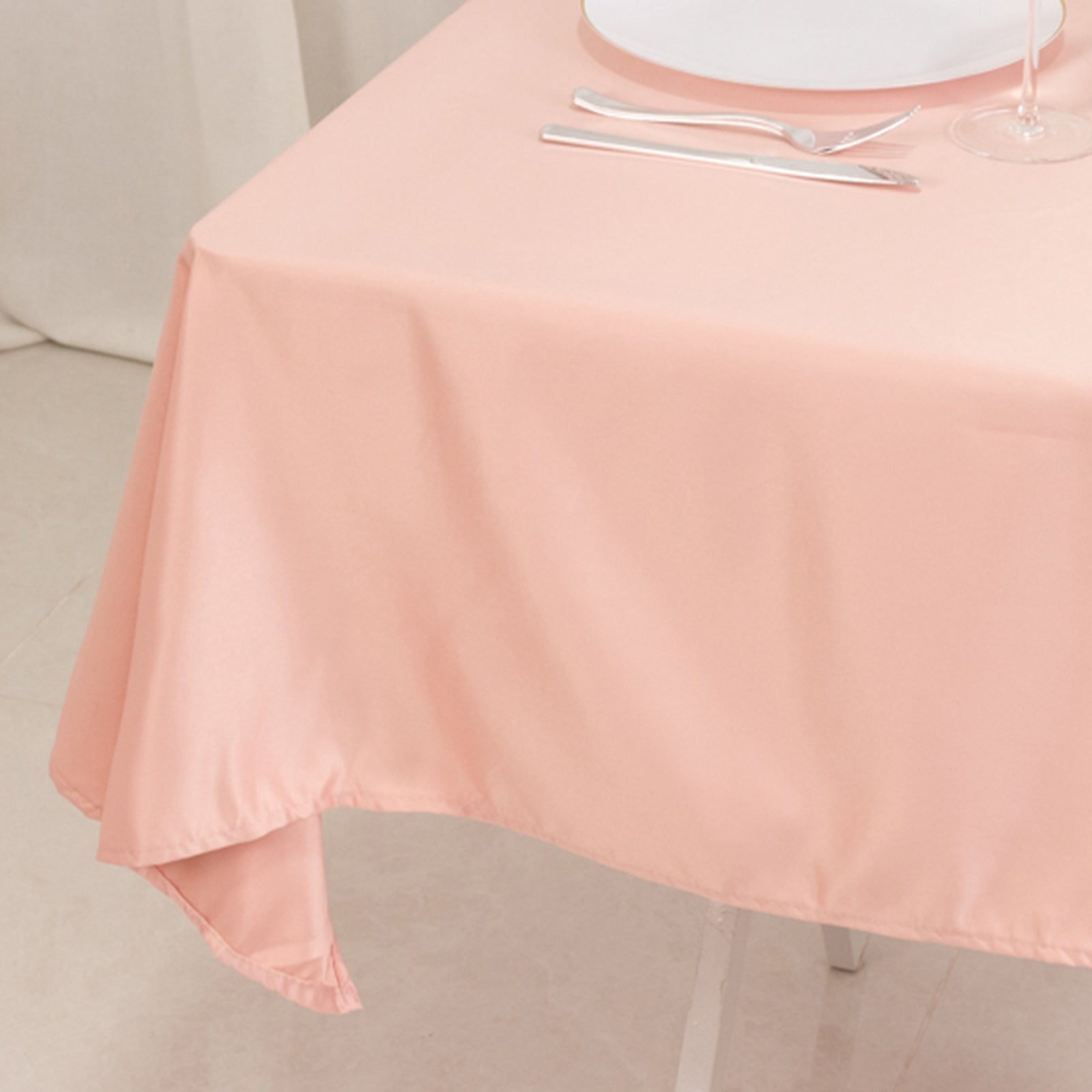 Lamour Satin 54x54 Dusty Rose Square Table Overlay - Durable Silk-Like Table Cover