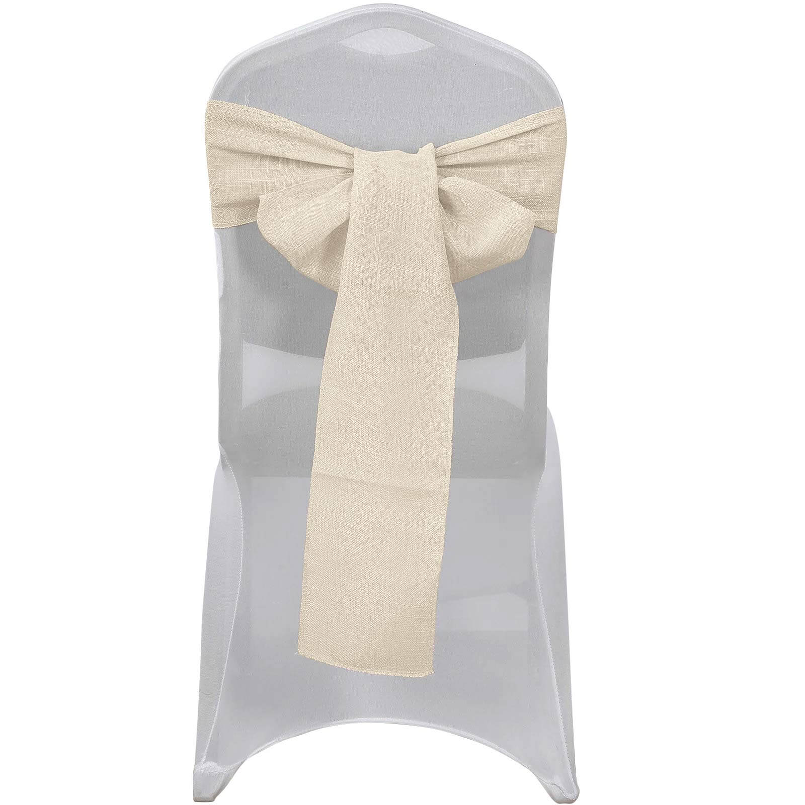 5-Pack Durable Wrinkle-Resistant Beige Faux Linen Chair Sashes for Events