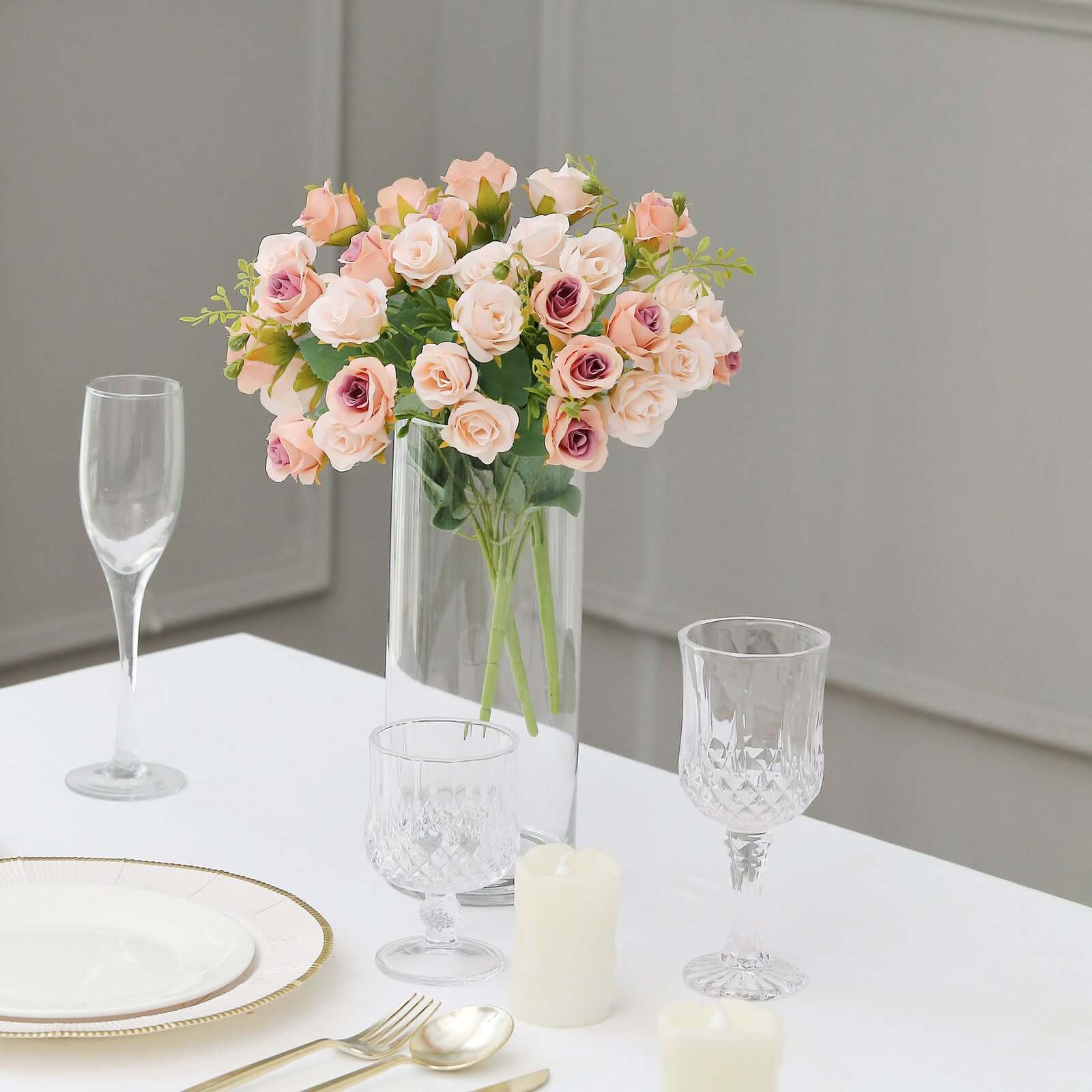 Hot Deal! 2 Pack of 12-Blossom Blush Artificial Rose Flower Arrangements