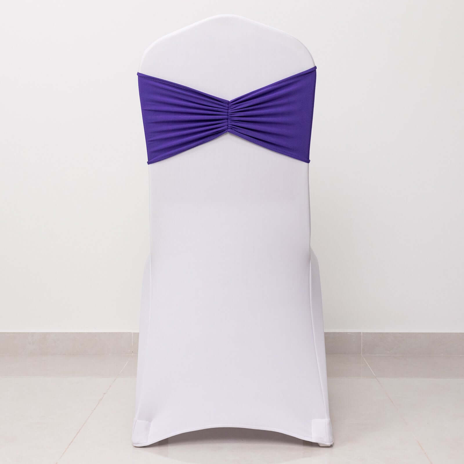 Hot Deal! 5-Pack Purple Ruffled Spandex Chair Sashes - Wide & Easy Stretch Bands