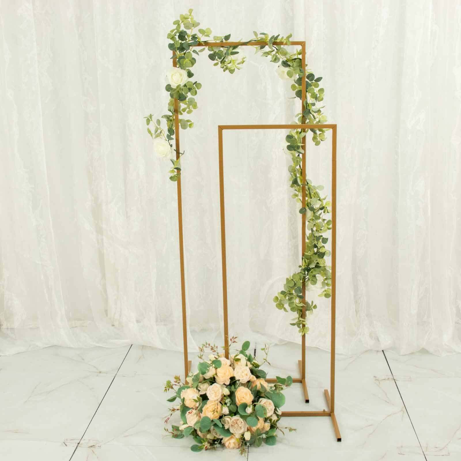 5.5ft Rectangular Gold Metal Frame for Wedding Arch, Floral Display
