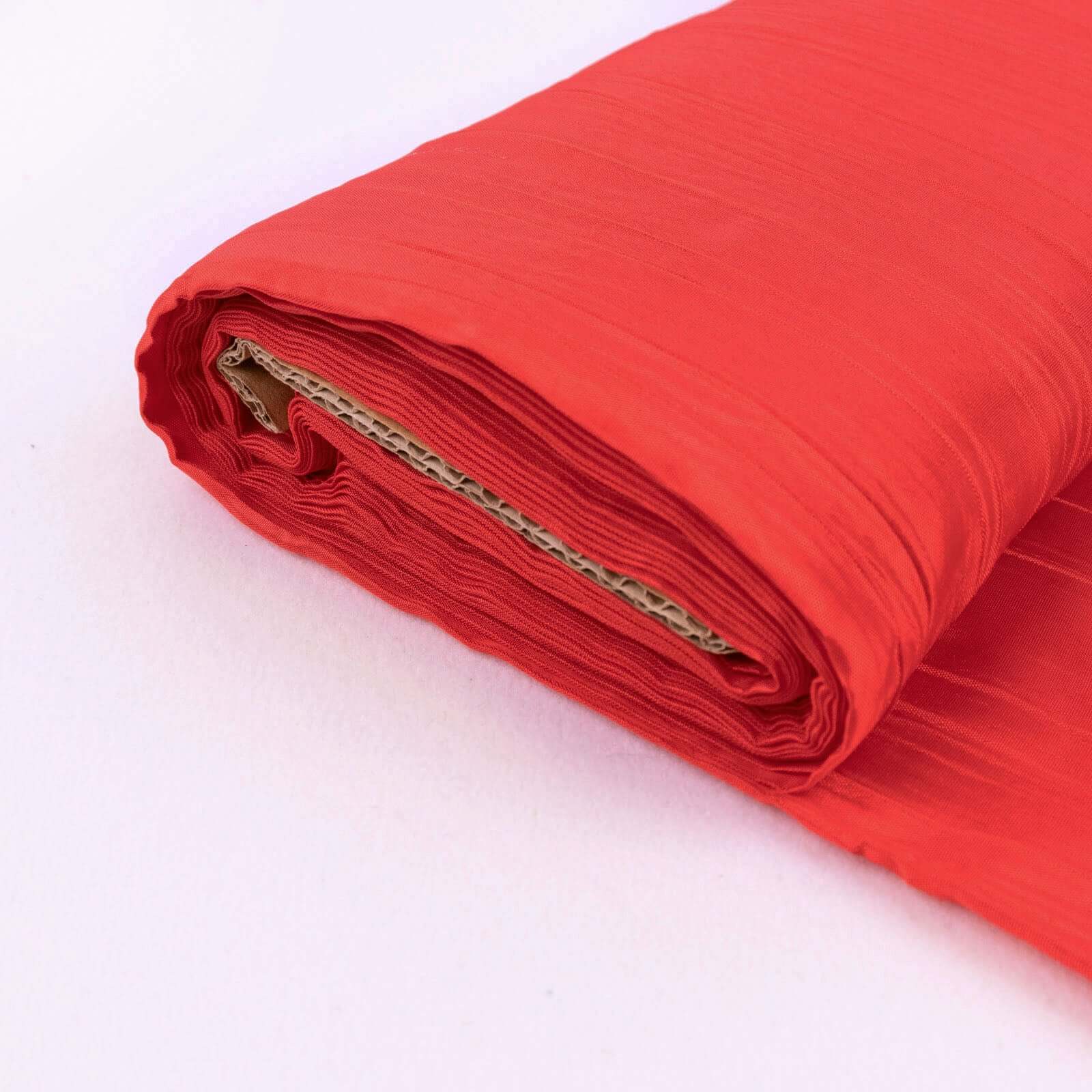 10-Yard Red Accordion Crinkle Taffeta Fabric Bolt, 54 Inches Wide