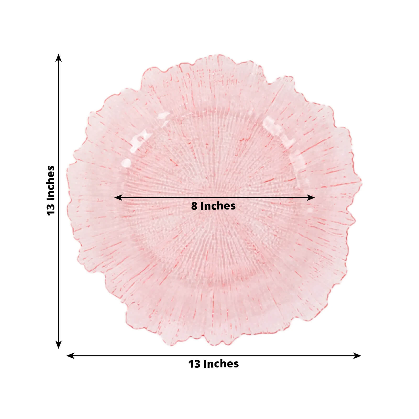 Hot Sale! 6-Pack 13-inch Transparent Blush Acrylic Round Charger Plates with Reef Design