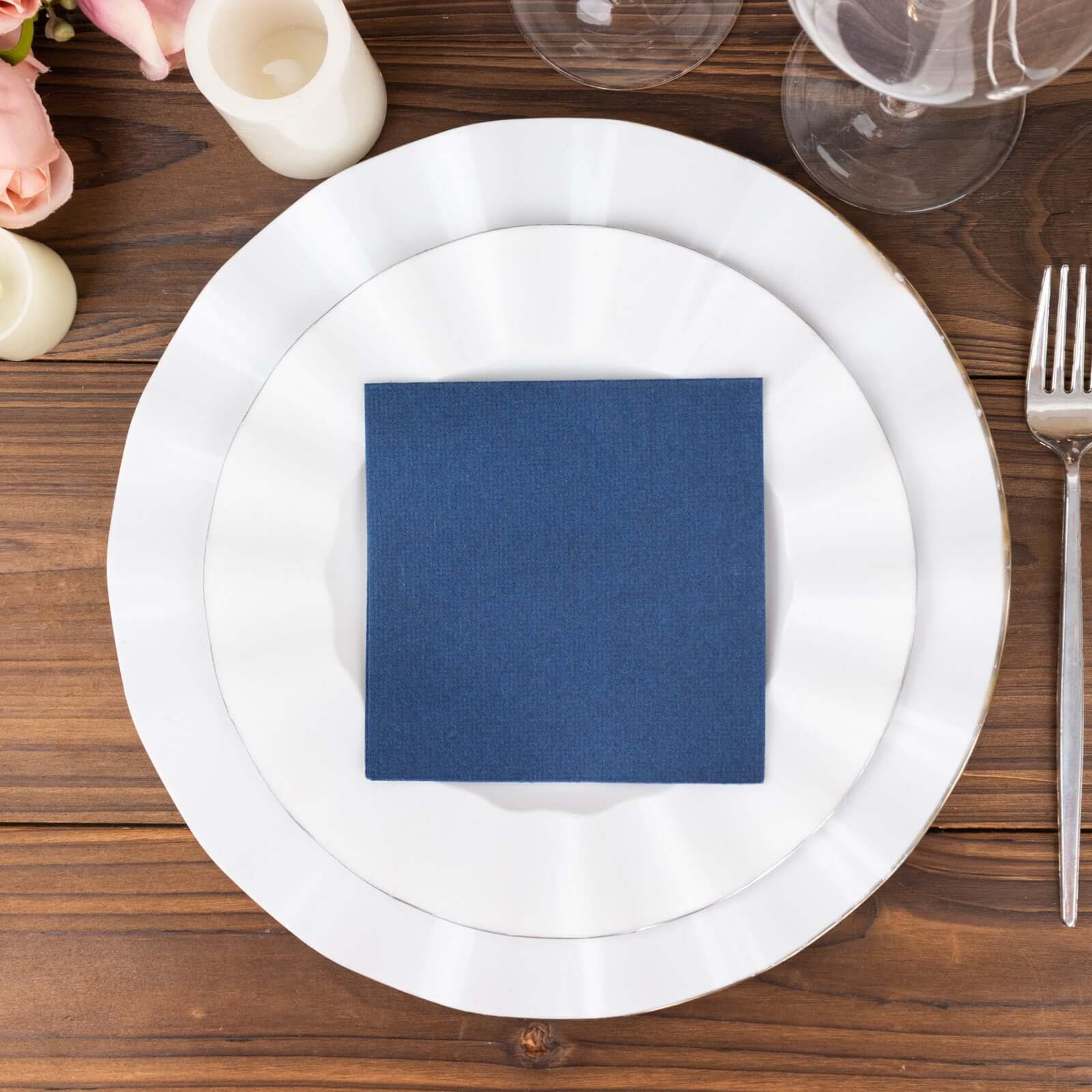Hot! 20-Pack Navy Blue 5x5 Linen-Like Highly Absorbent Airlaid Napkins