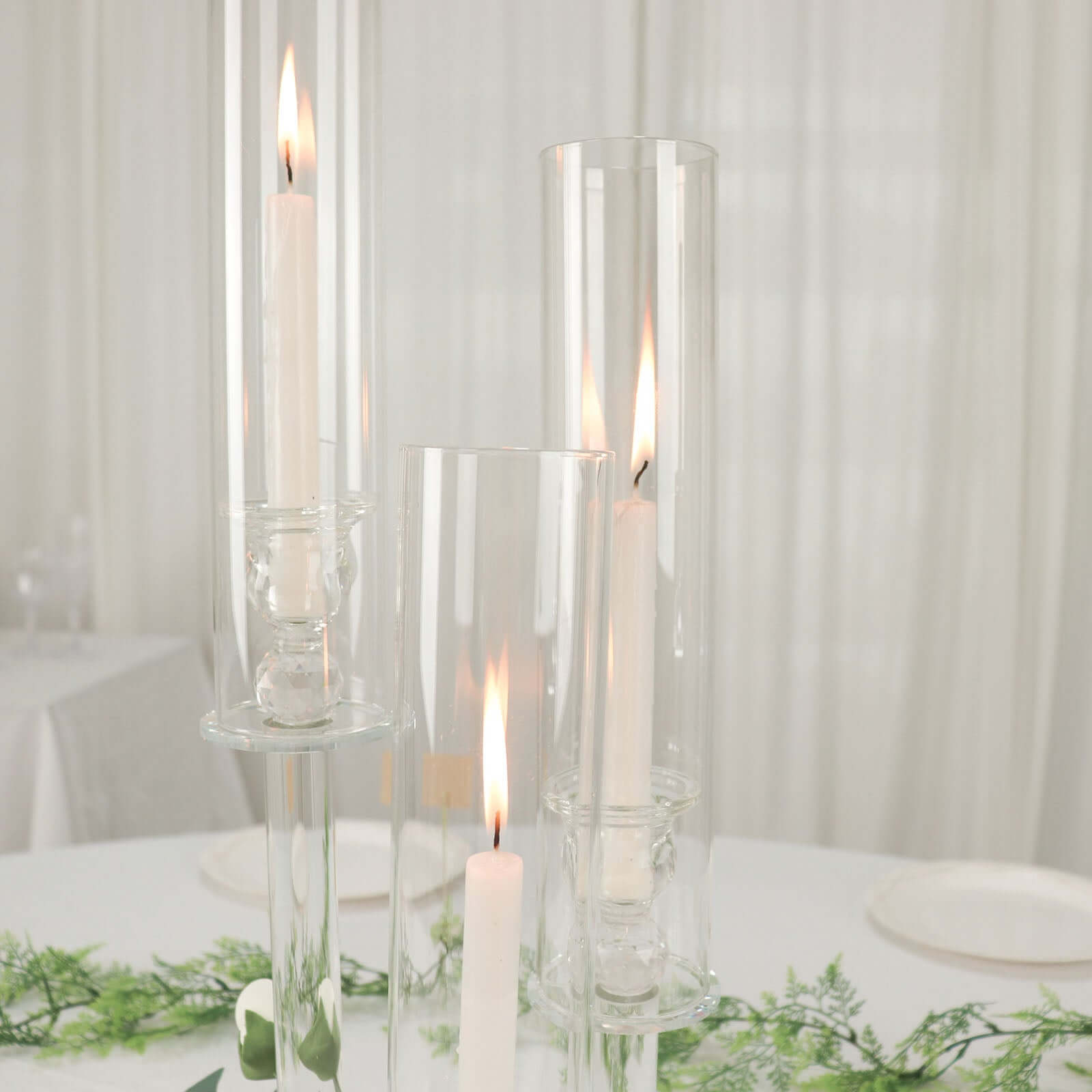 3-Arm Round Crystal Glass Candelabra - Ideal Centerpiece for Weddings and Events