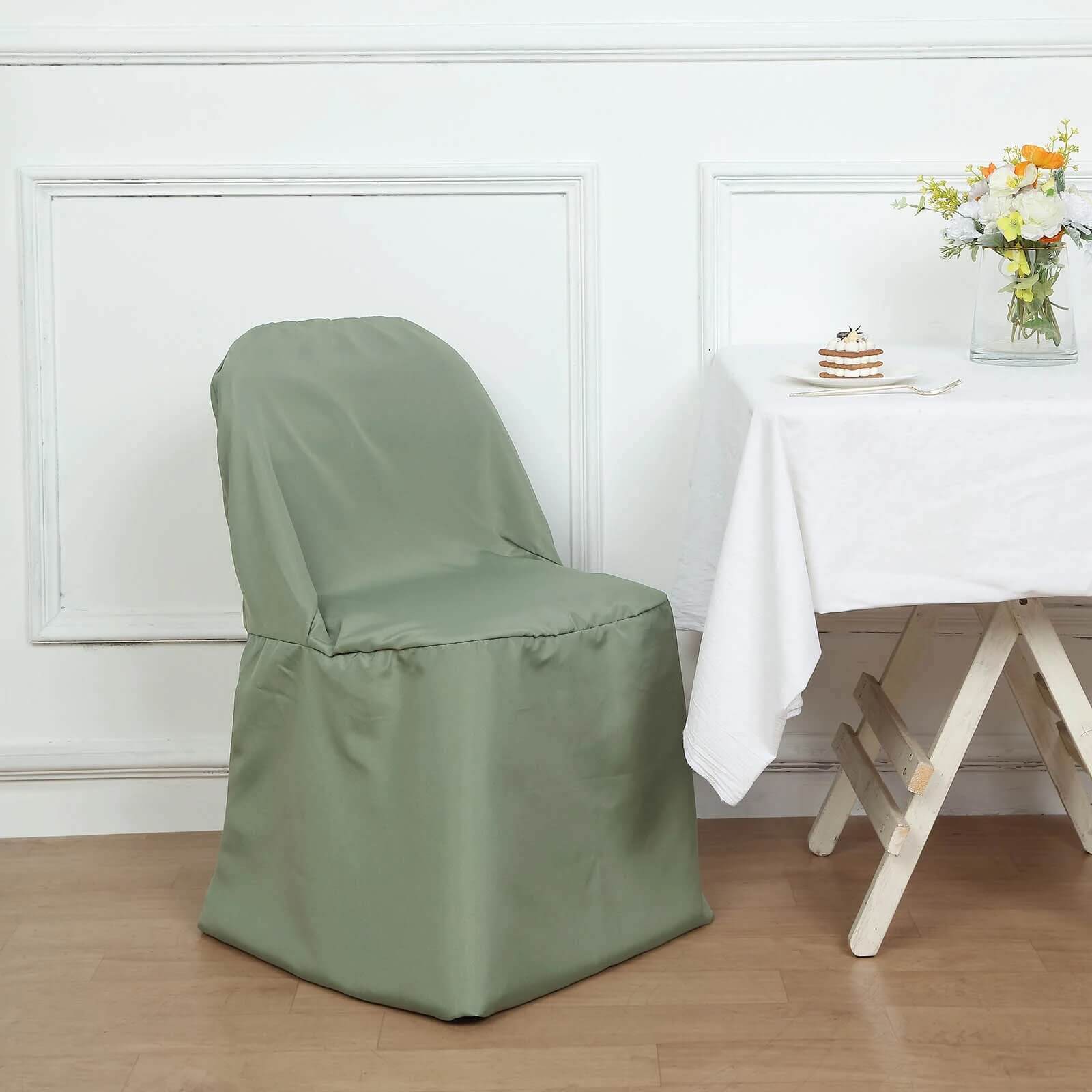 Hot Deal! 10-Piece Polyester Slip-On Chair Covers in Dusty Sage Green - Wrinkle & Stain Resistant