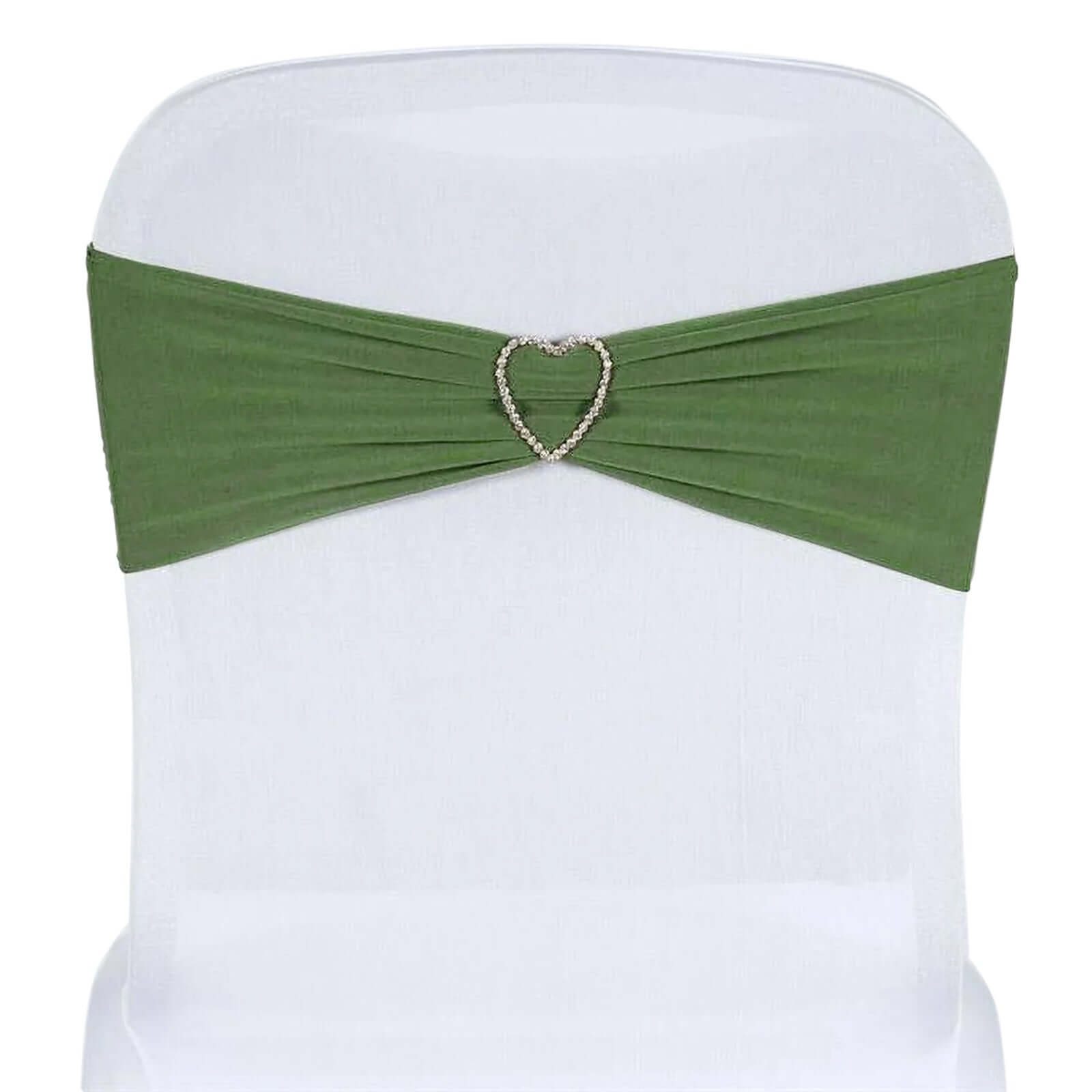 5-Pack Olive Green Stretch Spandex Chair Sashes - Heavy Duty, Fitted Finish