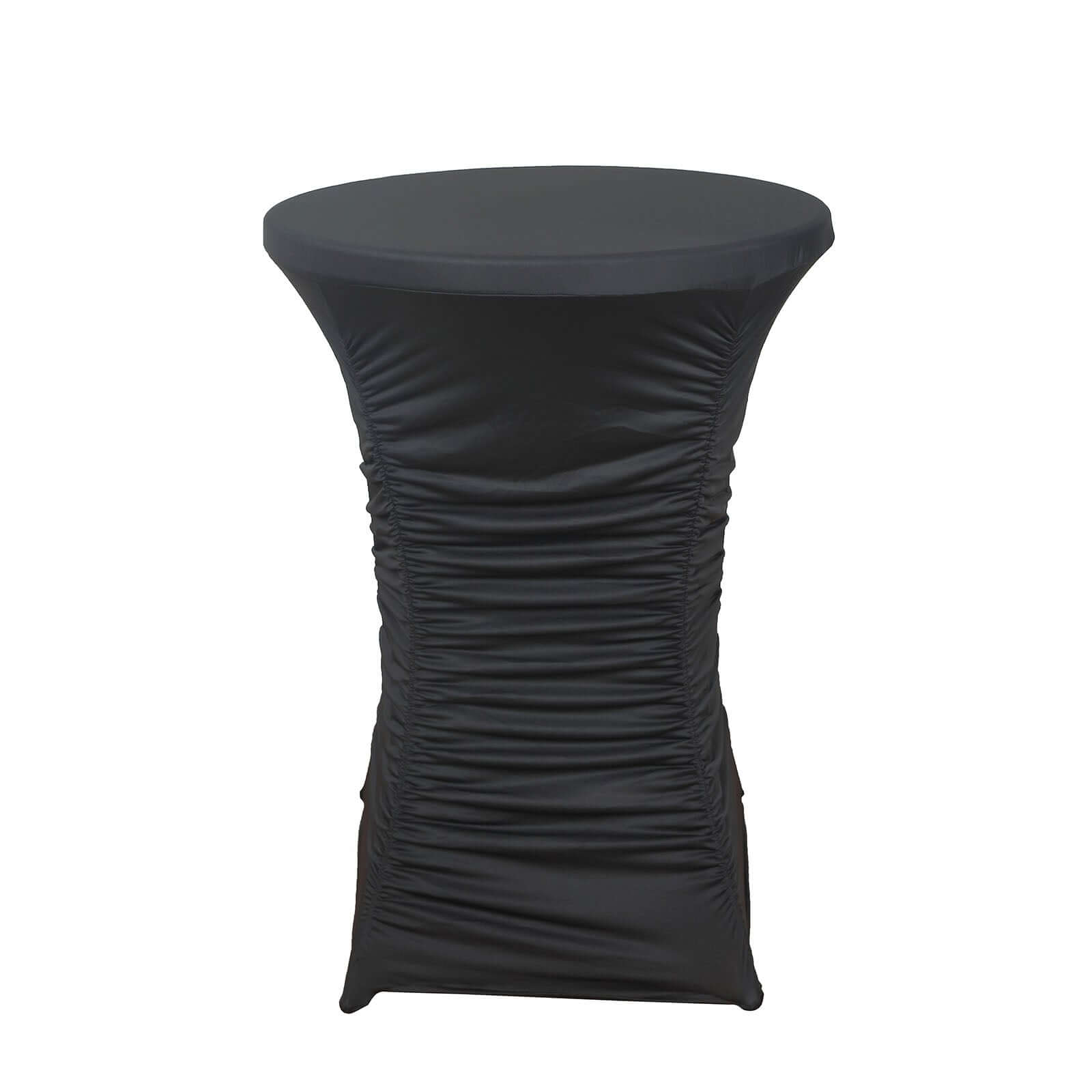 Durable Heavy - Duty Black Spandex Ruched Pleated Fitted 32 - Inch Round Cocktail Table Cover