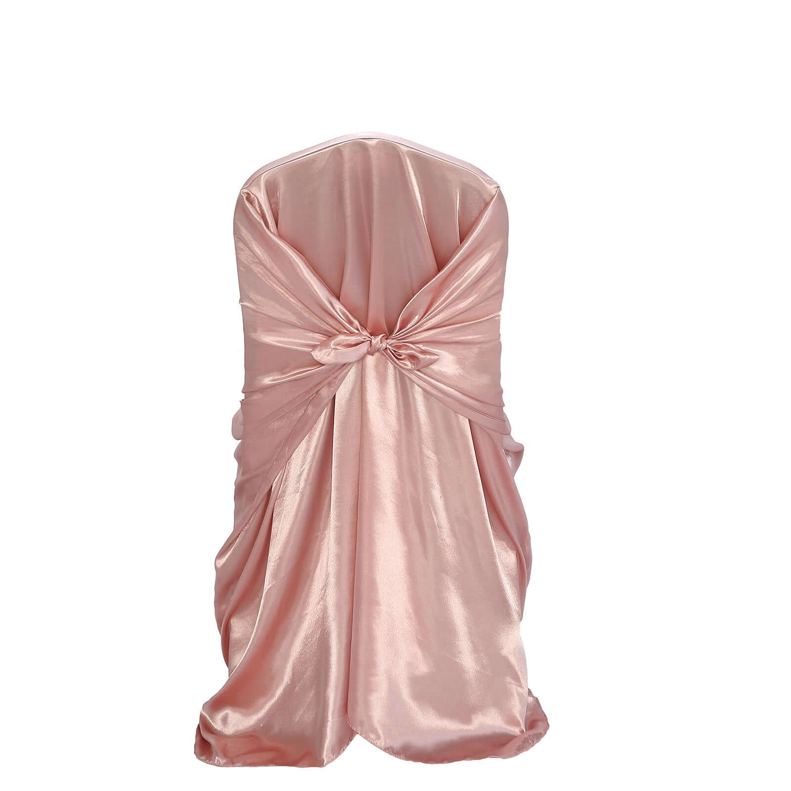 Durable Dusty Rose Satin Self - Tie Chair Cover for Folding, Dining & Banquet Chairs