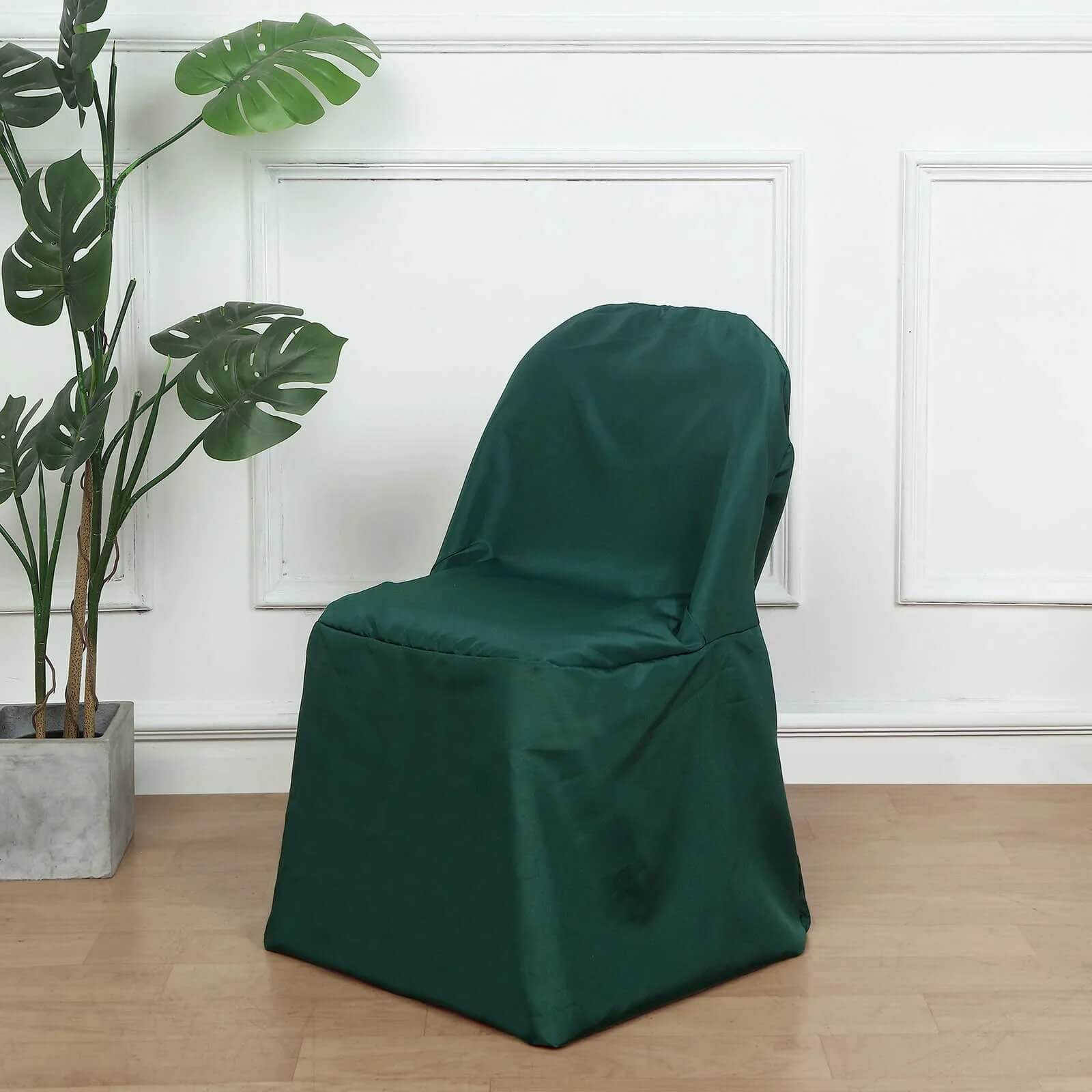 Hot Deal! 10-Piece Polyester Slip-On Chair Covers in Hunter Emerald Green, Wrinkle & Stain Resistant