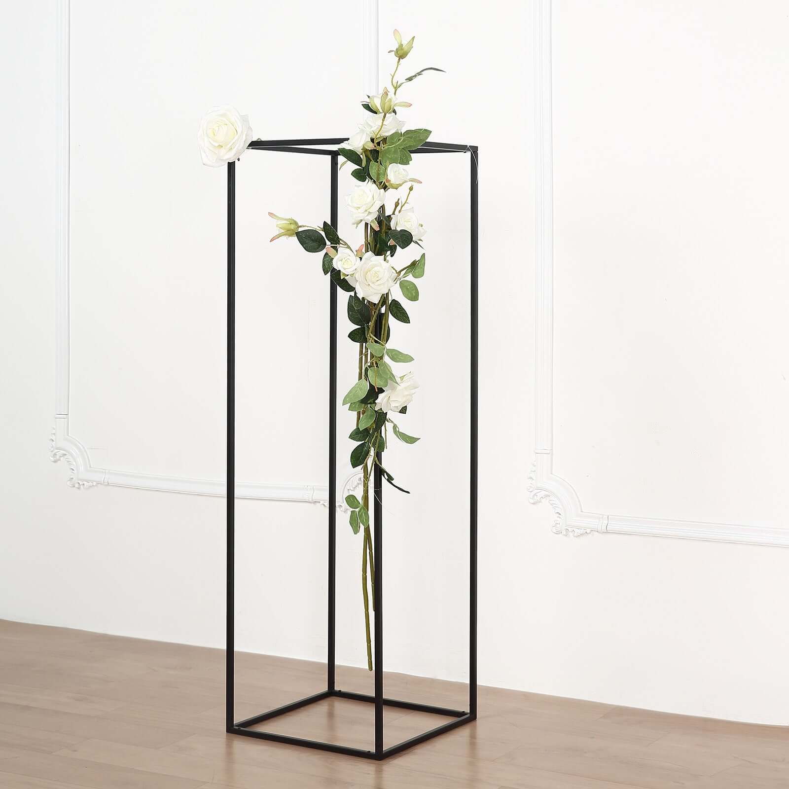 2-Pack Matte Black Metal Geometric Wedding Flower Stand - Ideal for Sophisticated Floral Arrangements