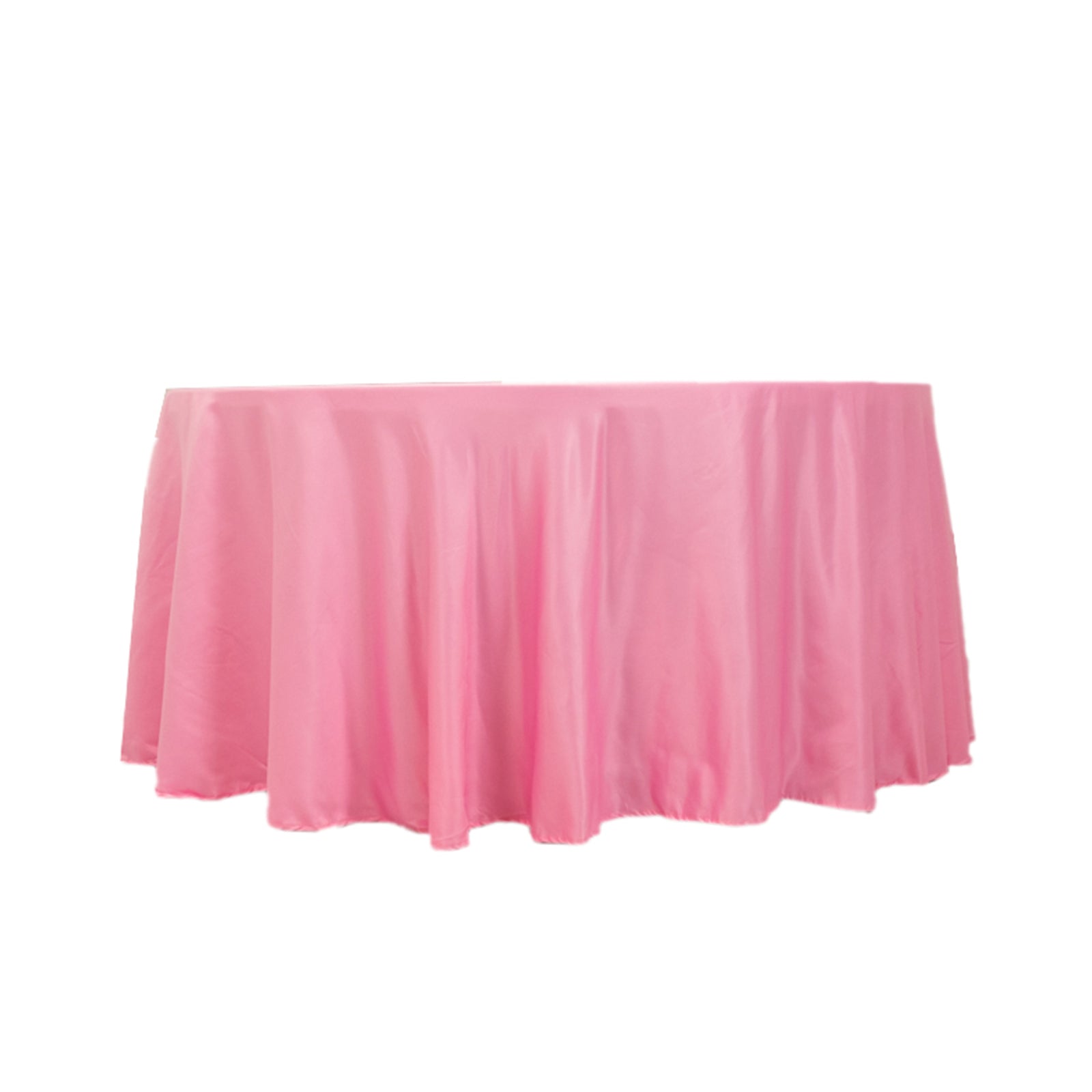 Pink 120-Inch Seamless Lamour Satin Round Tablecloth with Soft Sheen