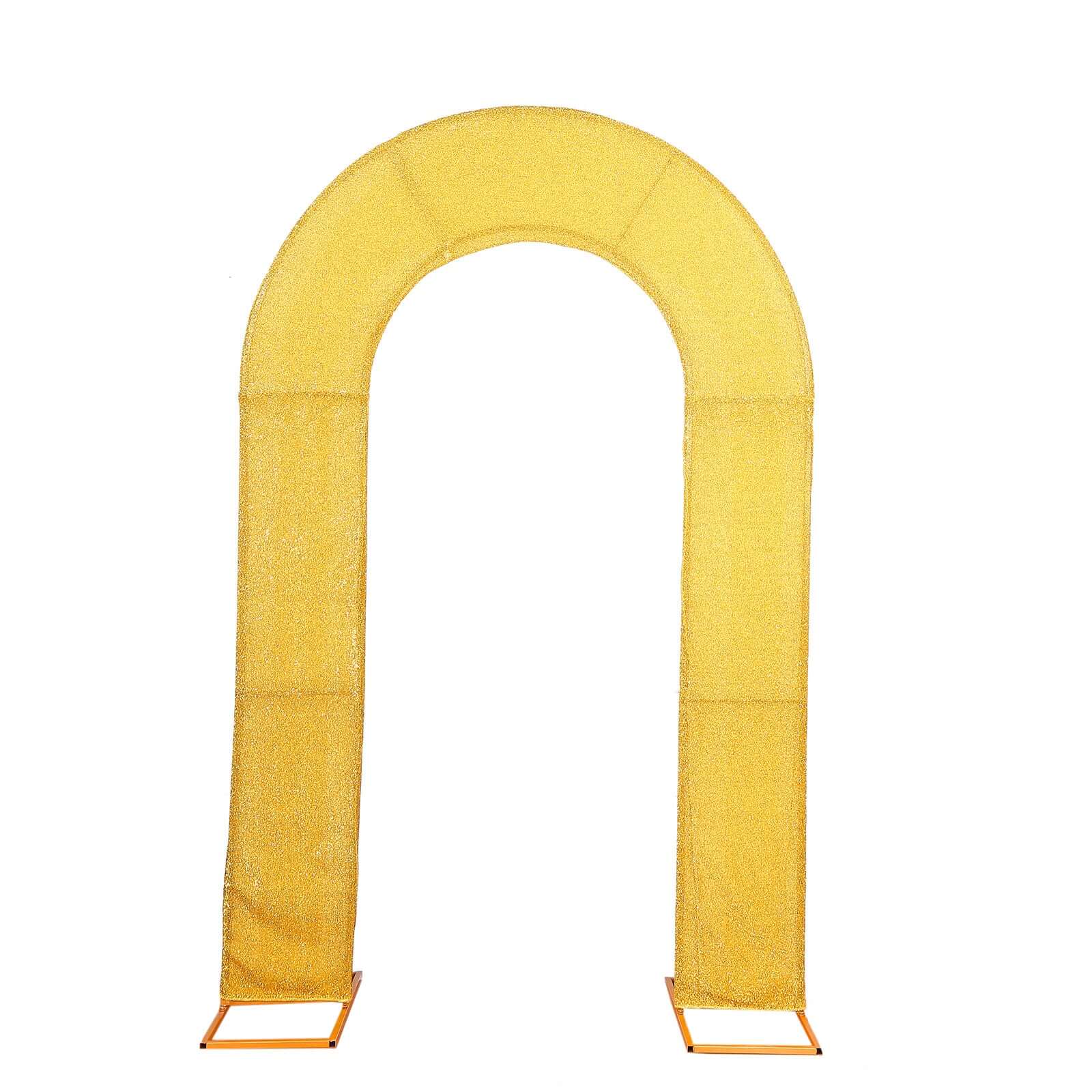 8ft Double-Sided Gold Shimmer Tinsel Spandex U-Shaped Wedding Arch Slipcover