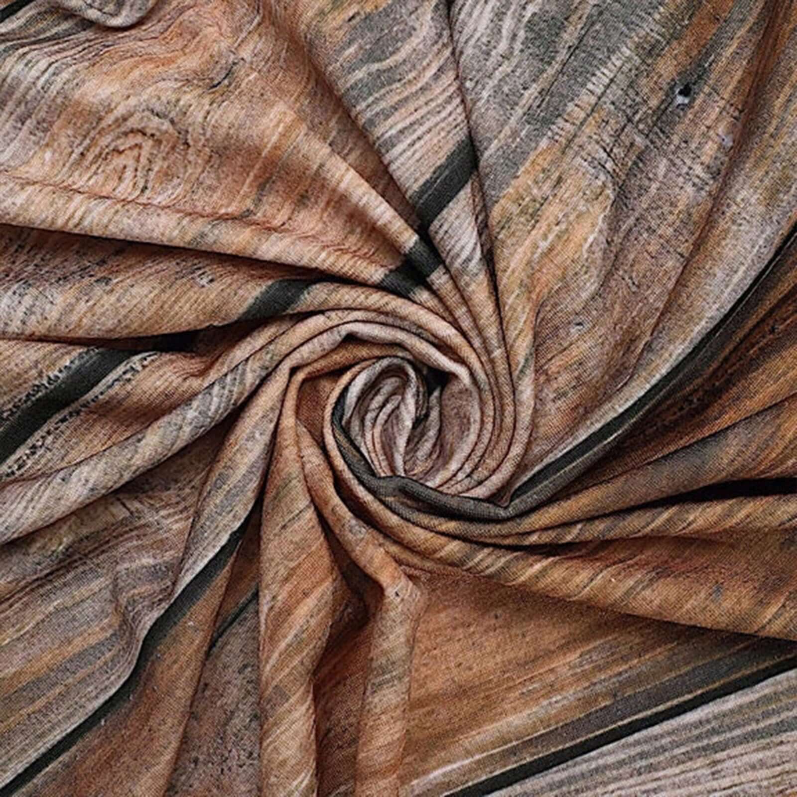 Set of 4 Brown Spandex Wedding Arch Covers with Rustic Wood Design, for Half Moon Stands